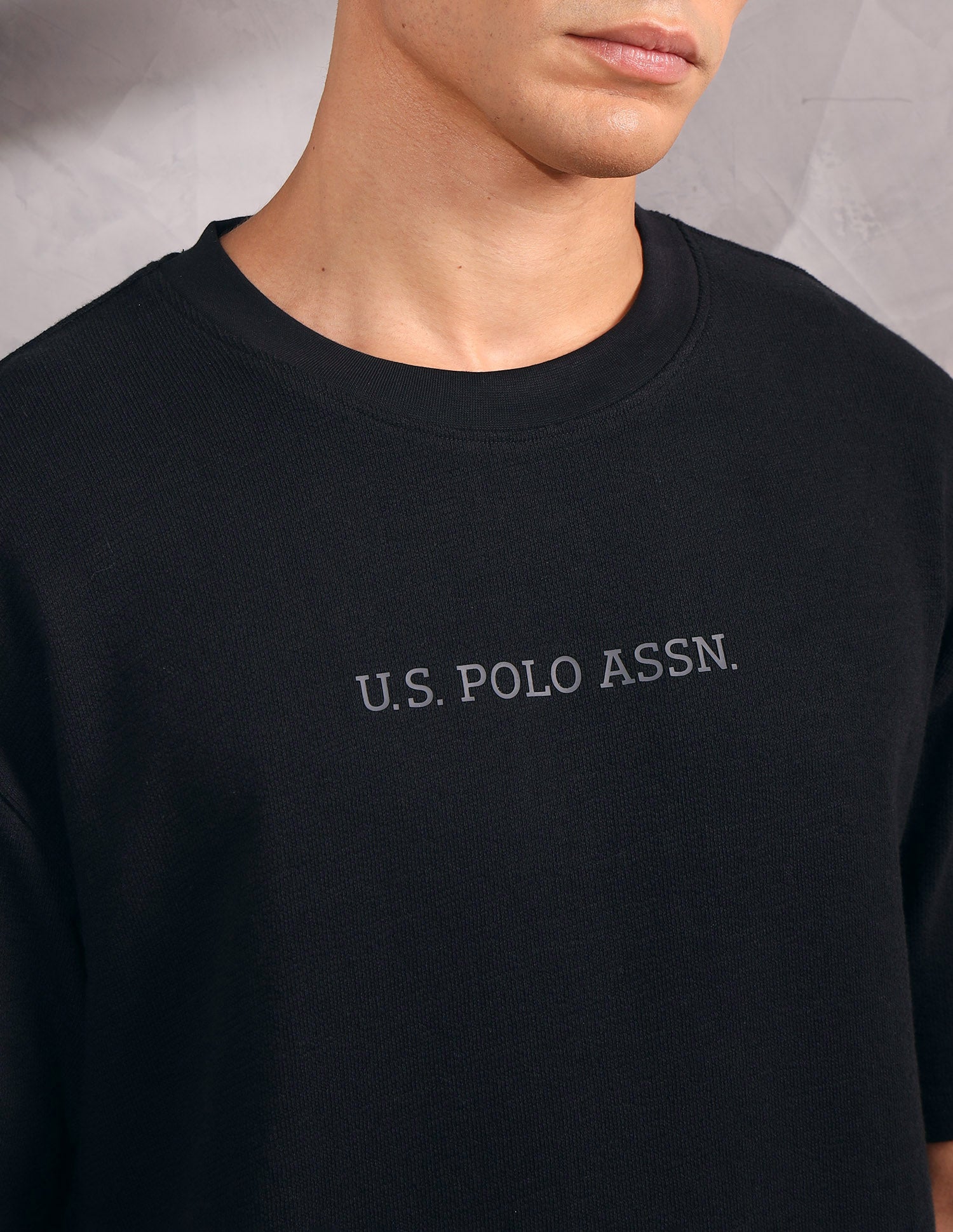 Pure Cotton Oversized Fit PE004 Lounge T-Shirt - Pack Of 1 Black - U.S. POLO ASSN. | Large