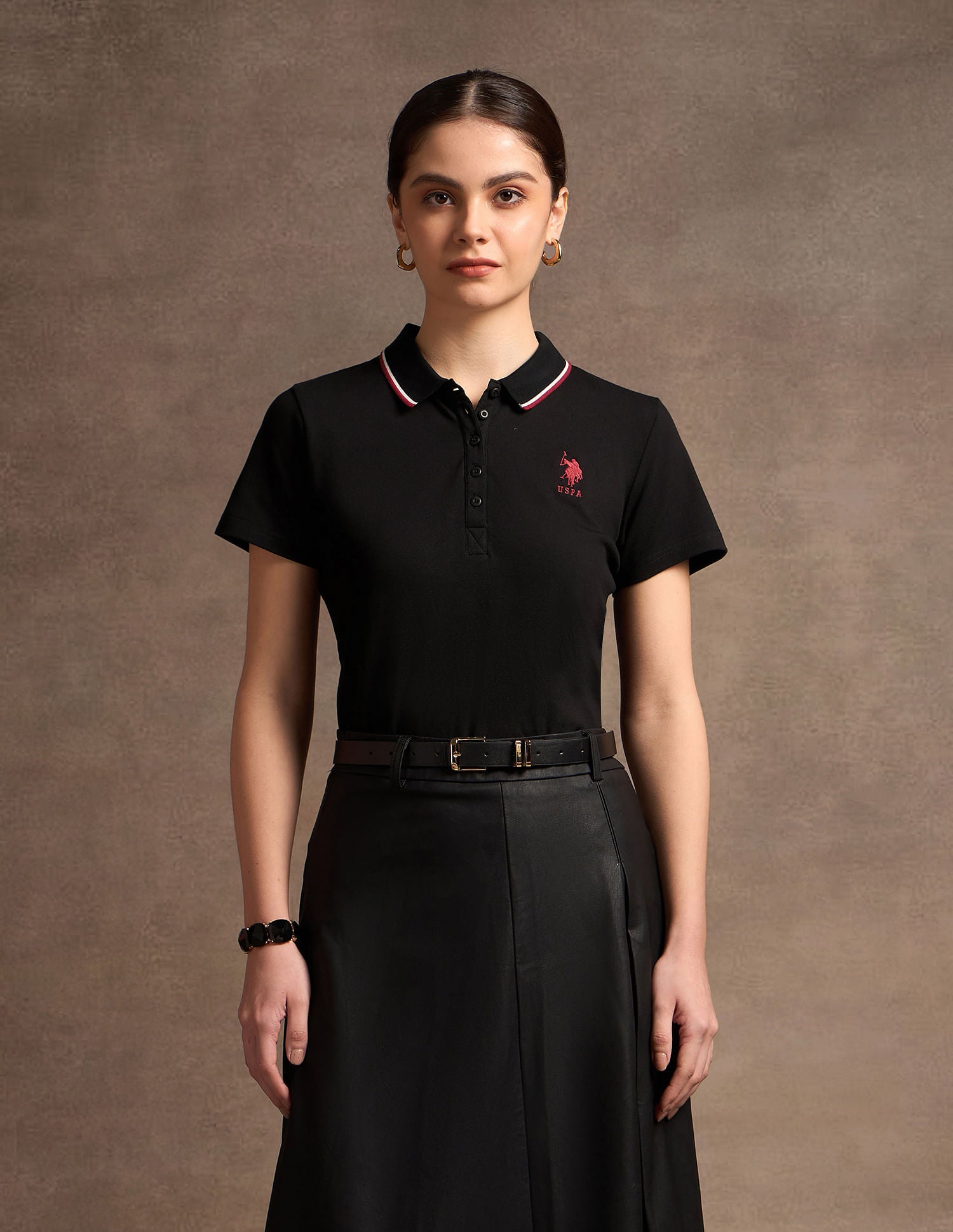 Tipped Collar Solid Polo Shirt Black - U.S. POLO ASSN. | Large