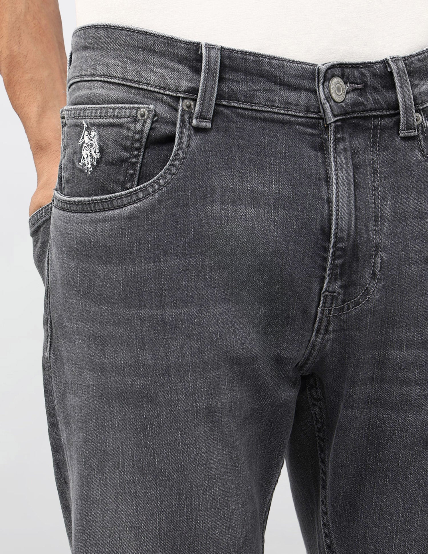 Henry Tapered Fit Grey Jeans Mid Grey Wash - U.S. POLO ASSN. | Large