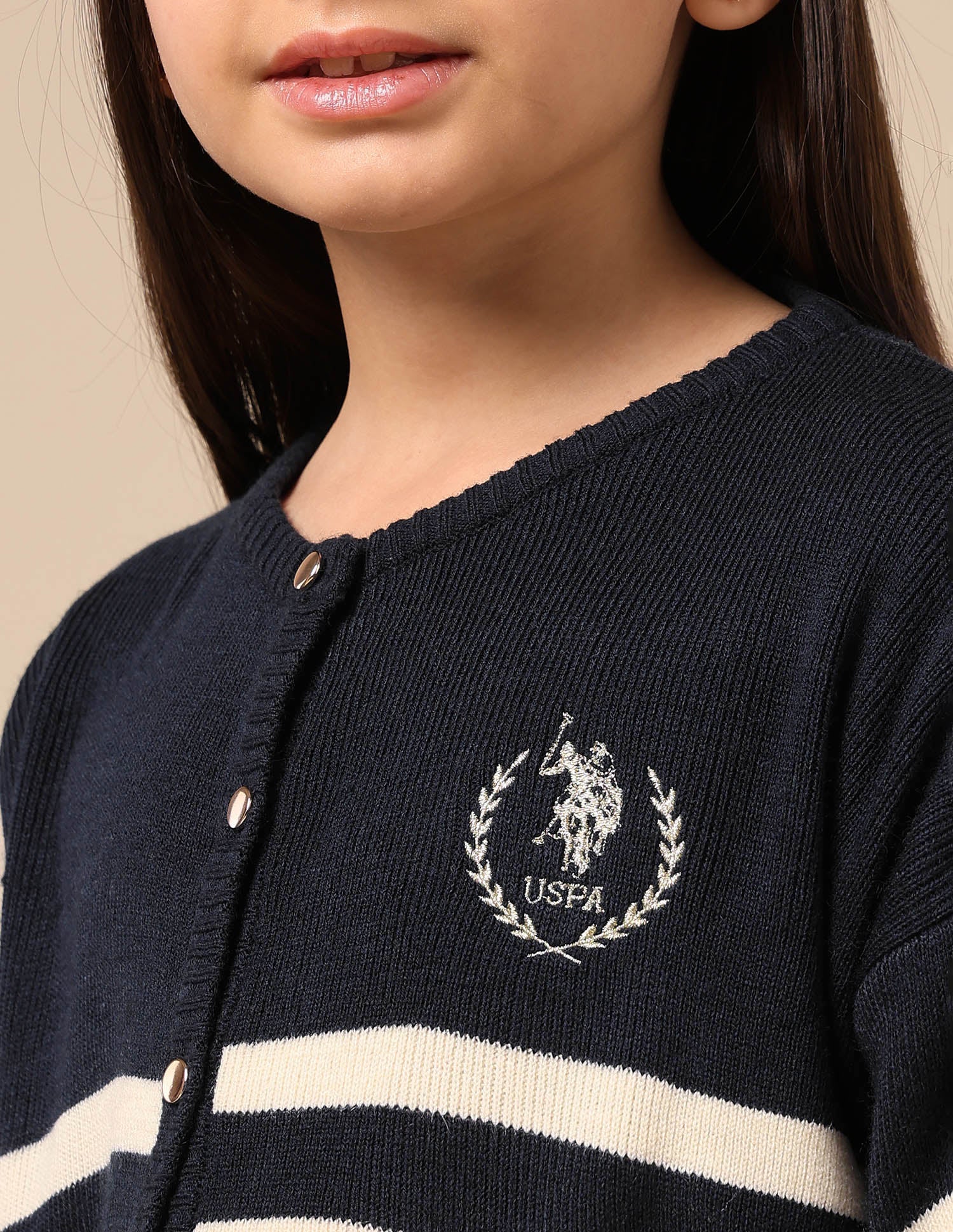 Girls Horizontal Striped Sweater Navy - U.S. POLO ASSN. | Large