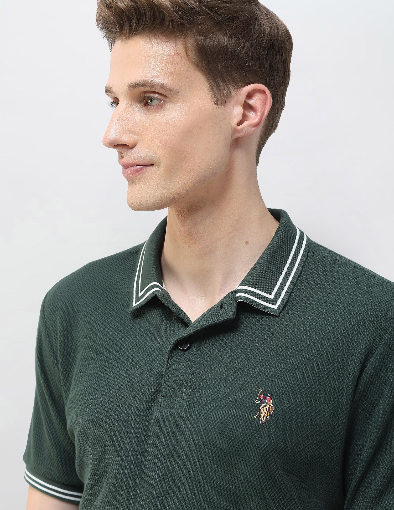 Motel On The Coast Muscle Fit Polo Shirt Dark Green - U.S. Polo Assn. India | Large