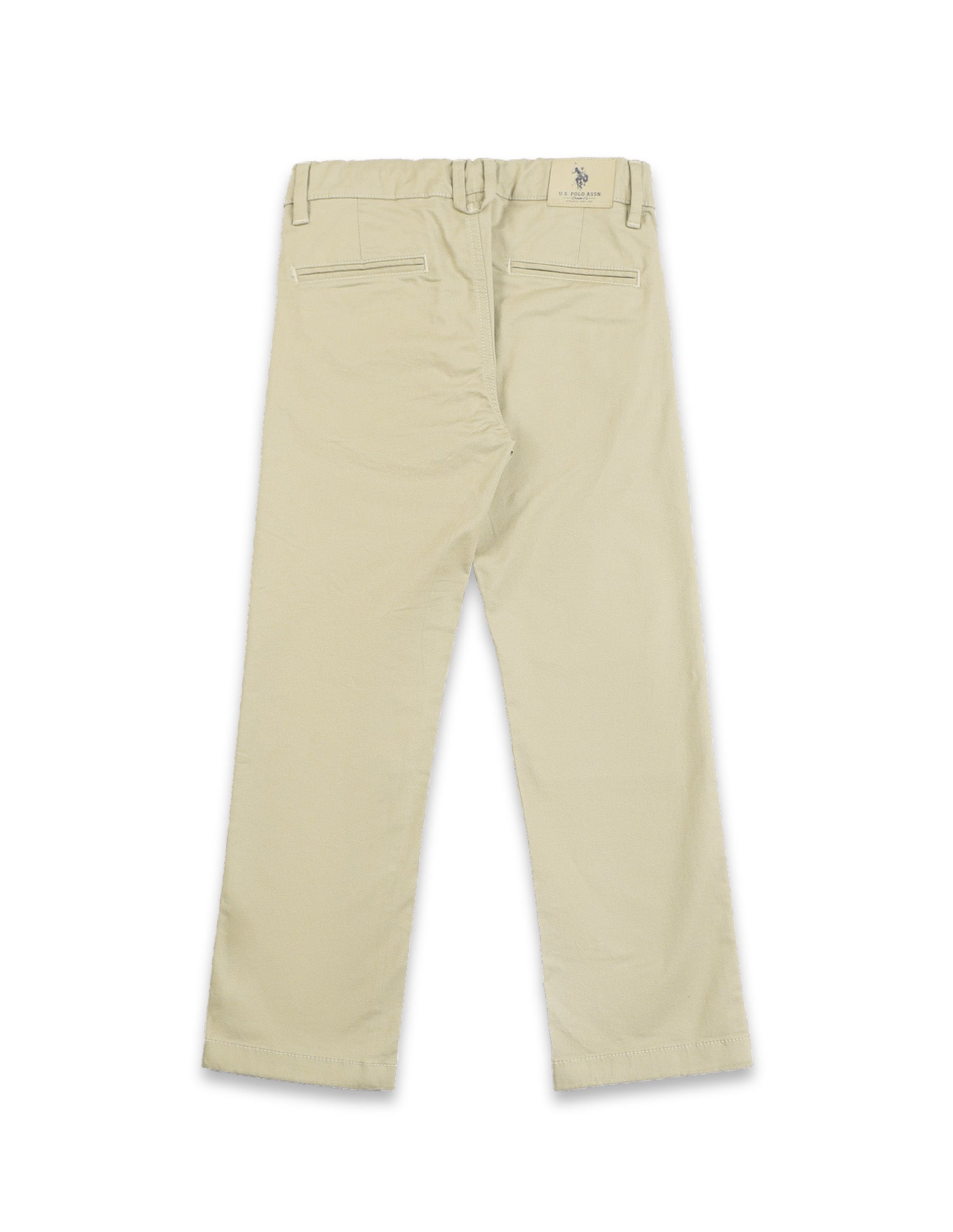 Boys Beige Mid Rise Twill Weave Solid Trousers Beige - U.S. POLO ASSN. | Large