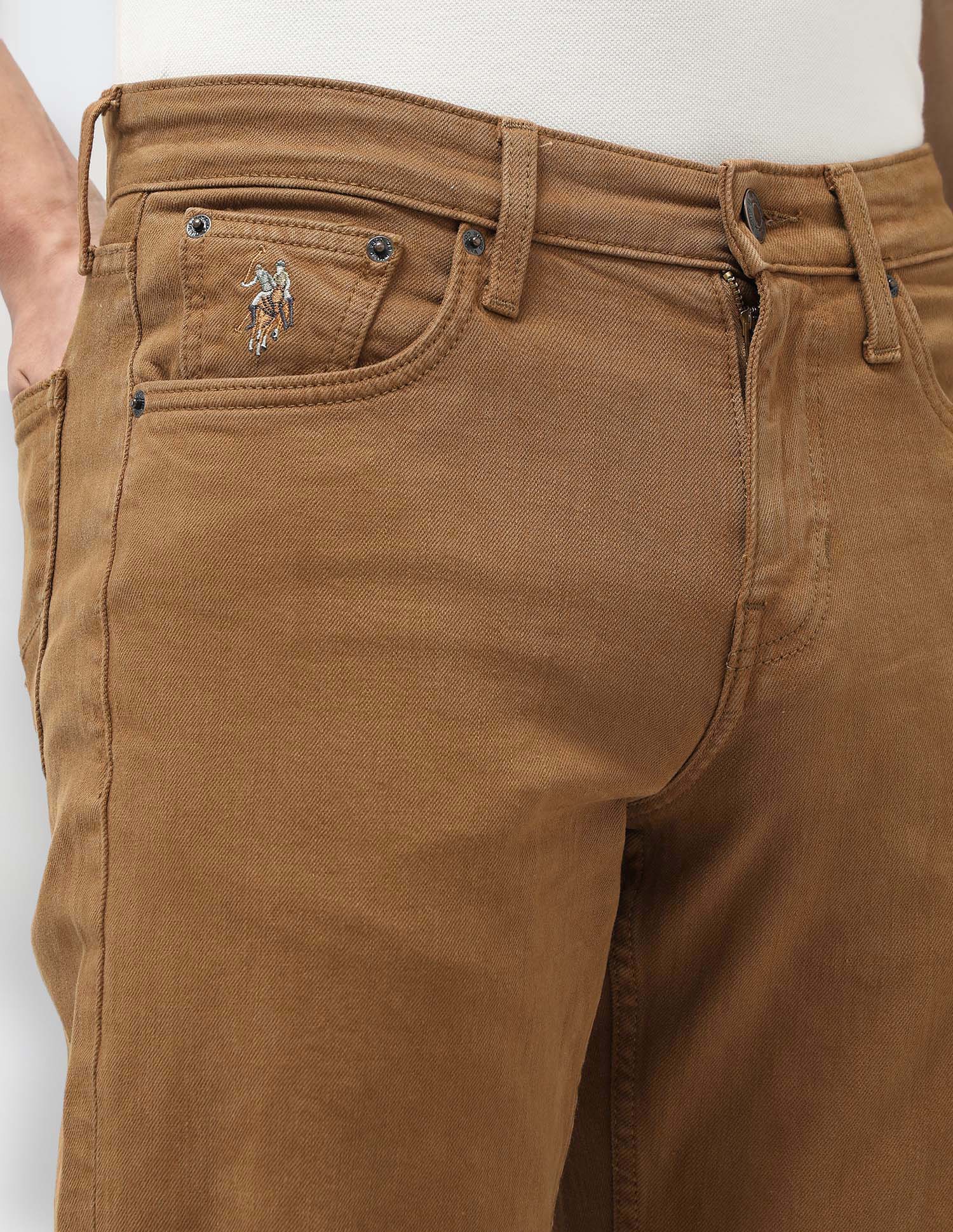 Shawn Relaxed Fit Brown Jeans Tan - U.S. POLO ASSN. | Large