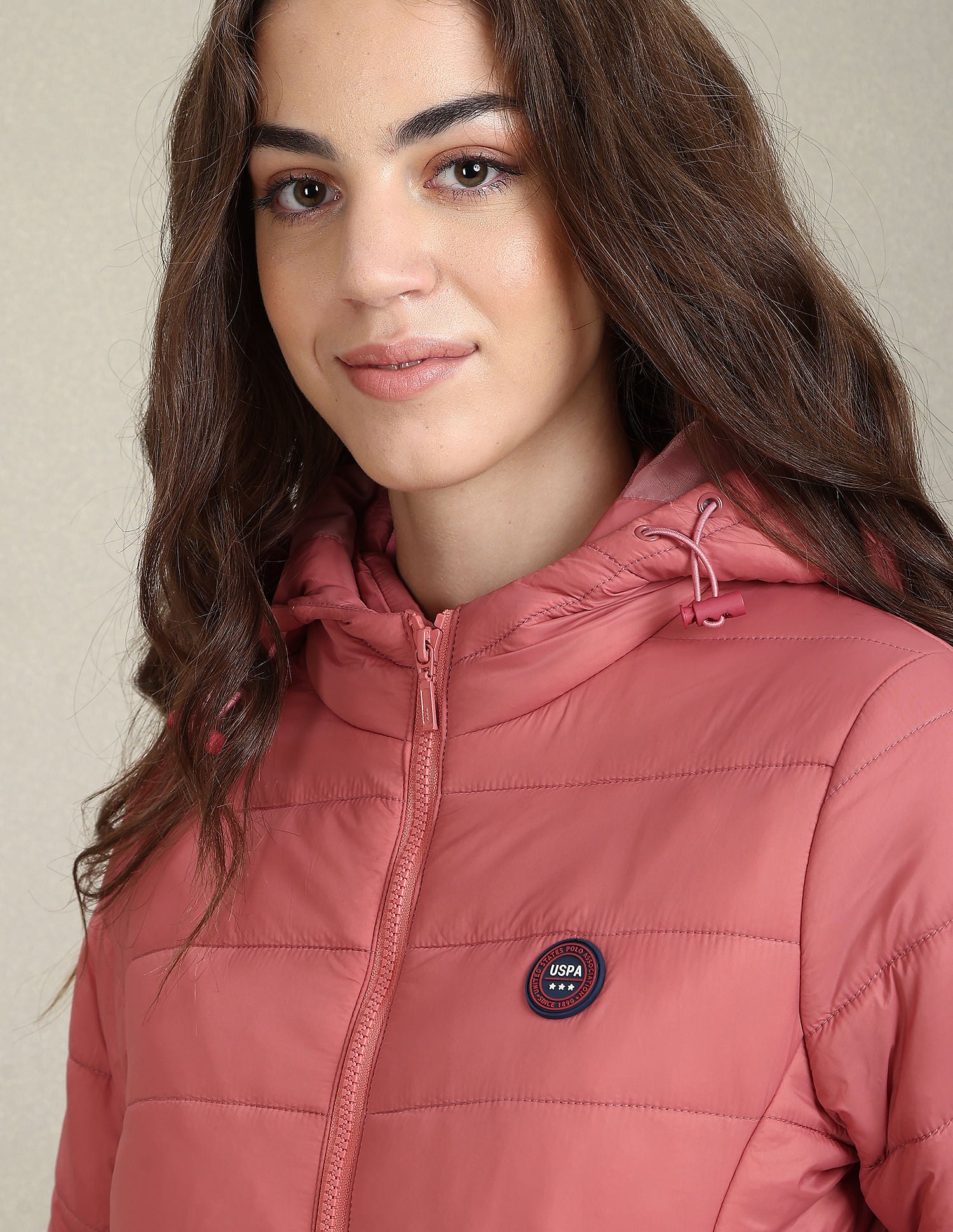Nylon Hooded Puffer Jacket Pink - U.S. Polo Assn. India | Large