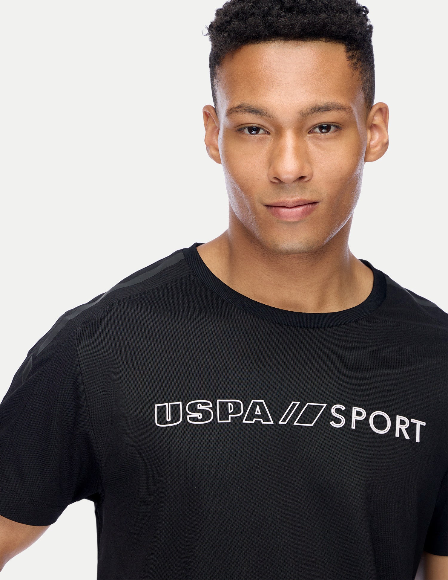 Brand Embossed Regular Fit Active T-Shirt Black - U.S. Polo Assn. India | Large