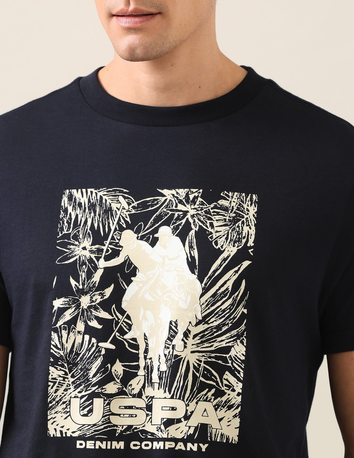 Graphic Brand Printed Regular Fit T-Shirt Navy - U.S. Polo Assn. India | Large