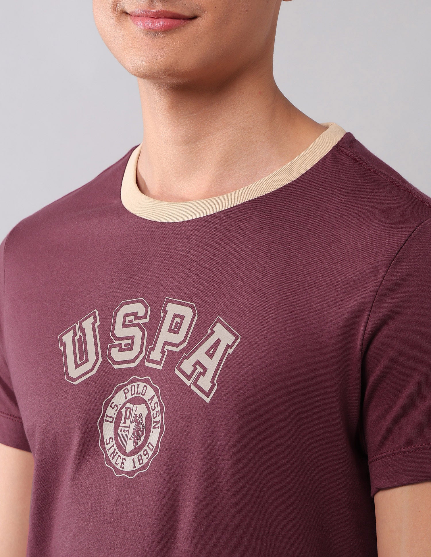 Muscle Fit Brand Printed T-Shirt Maroon - U.S. Polo Assn. India | Large