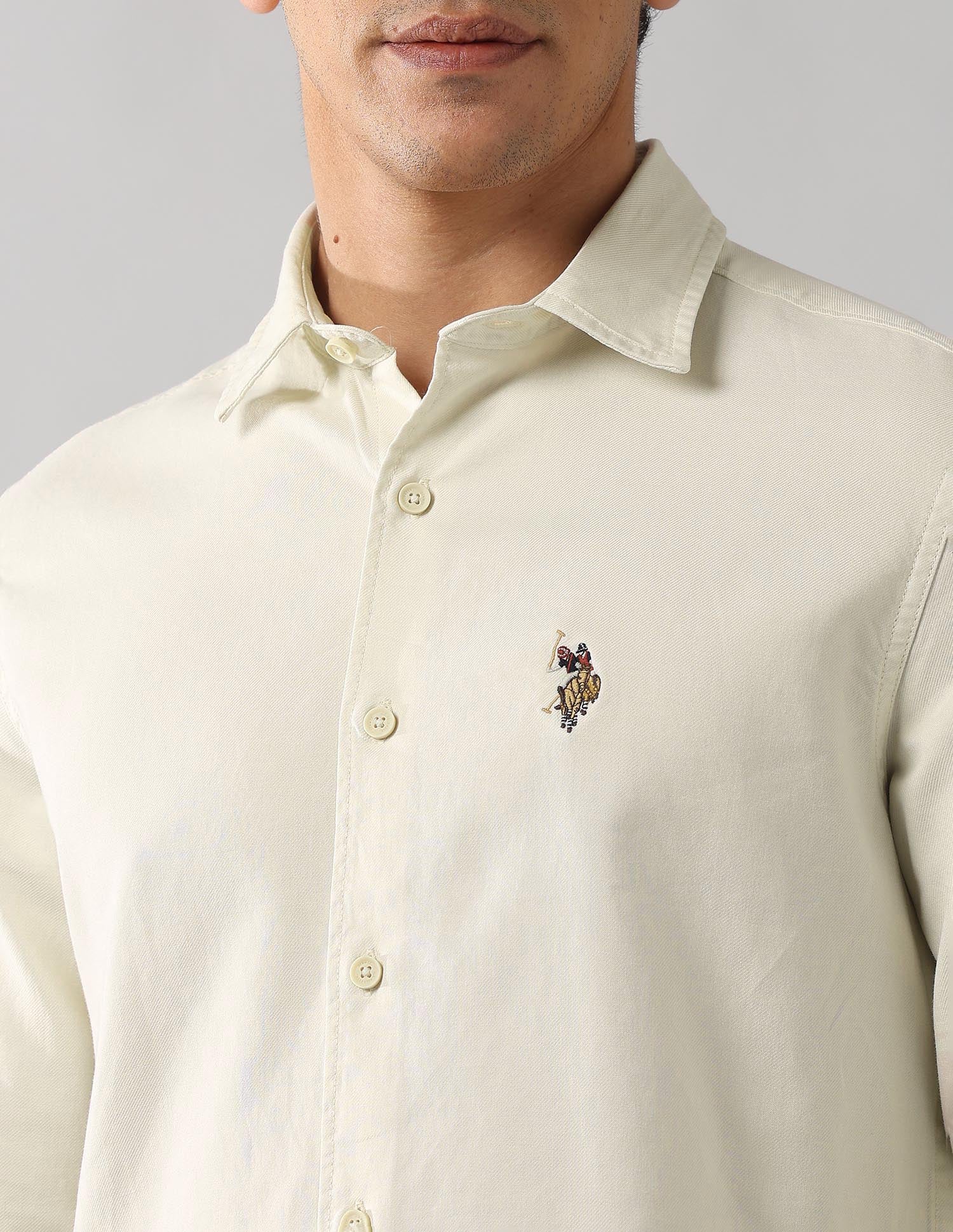 Regular Fit Solid Shirt Ecru - U.S. Polo Assn. India | Large