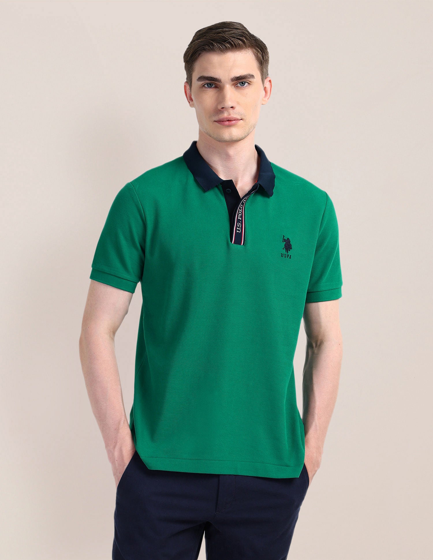 Solid Slim Fit Polo Shirt Green - U.S. POLO ASSN. | Large
