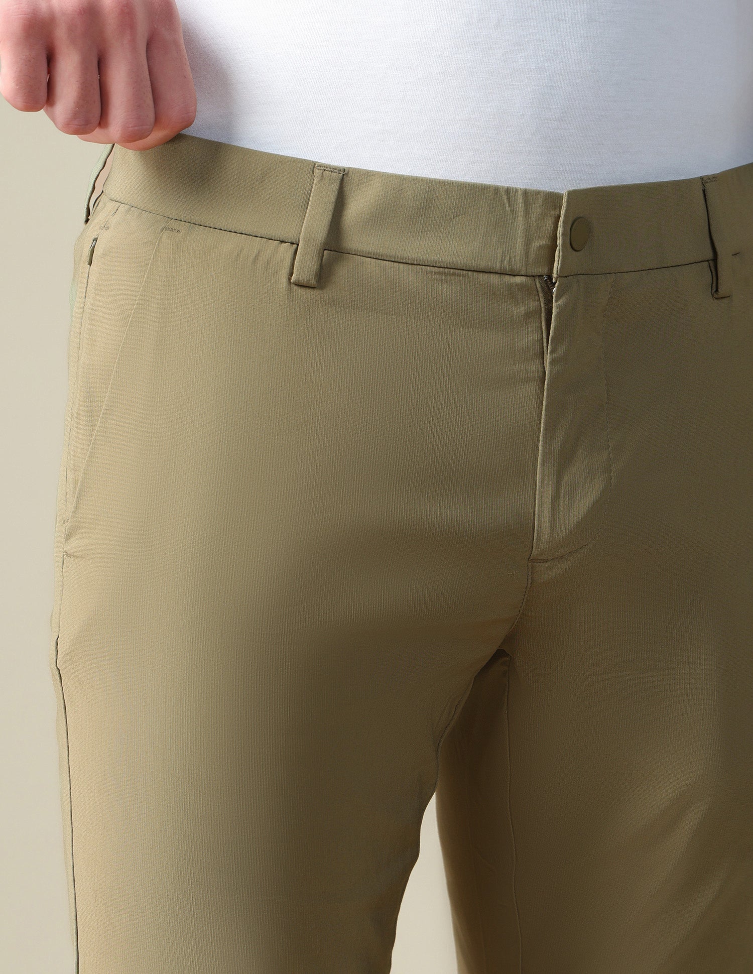 Denver Slim Fit Mid Rise Trousers Khaki - U.S. Polo Assn. India | Large