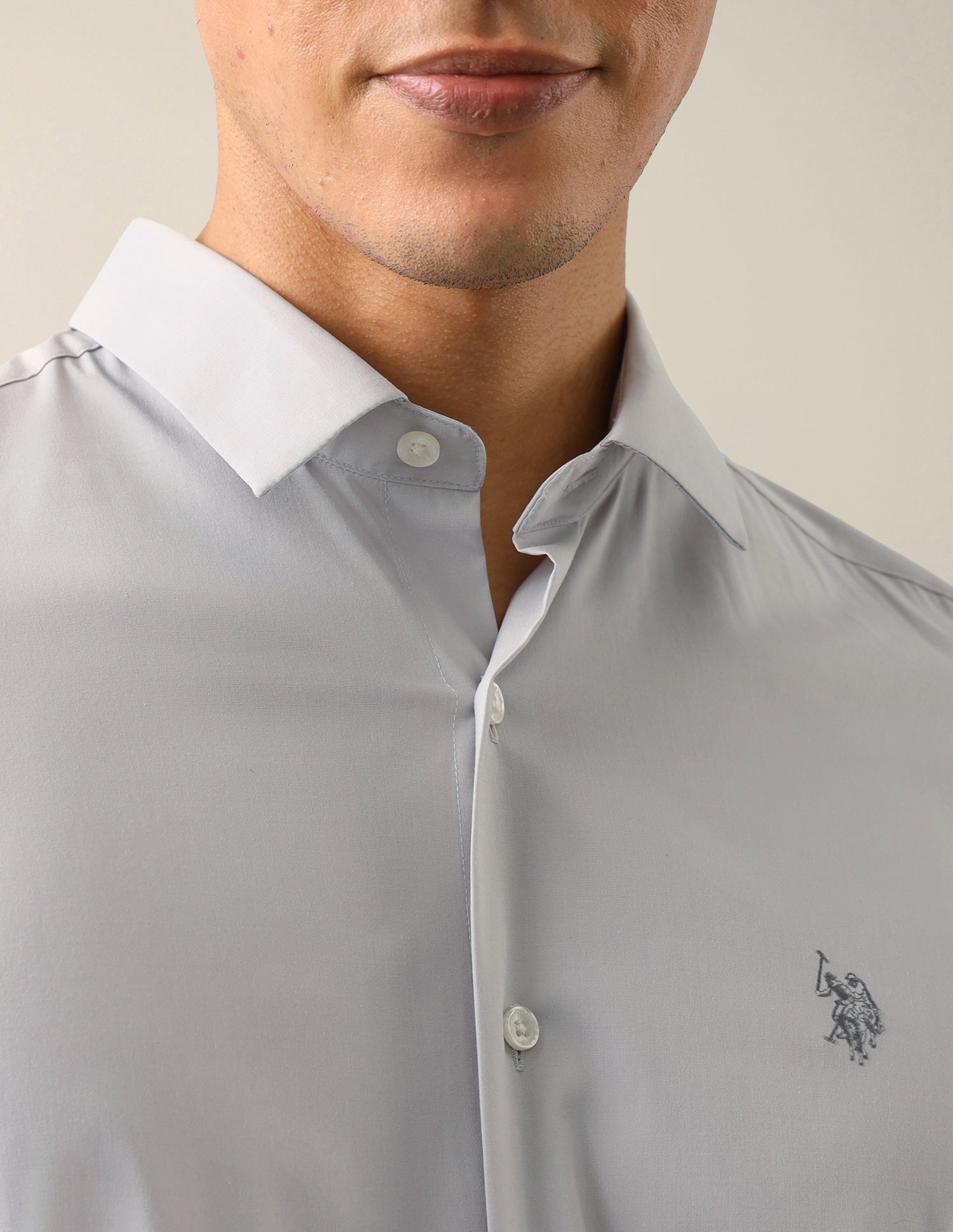 Solid Tailored Fit Shirt Grey - U.S. Polo Assn. India | Large