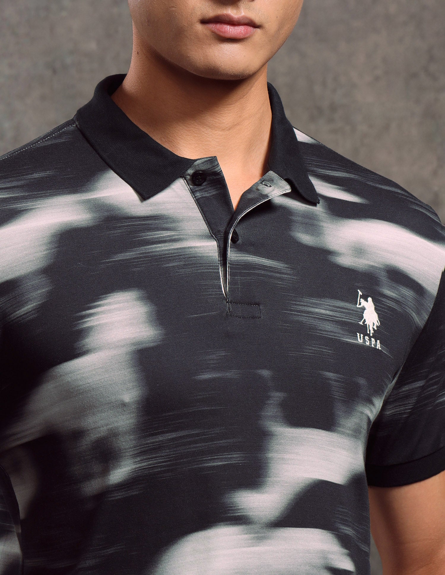 Abstract Printed Regular Fit Polo shirt Black - U.S. POLO ASSN. | Large