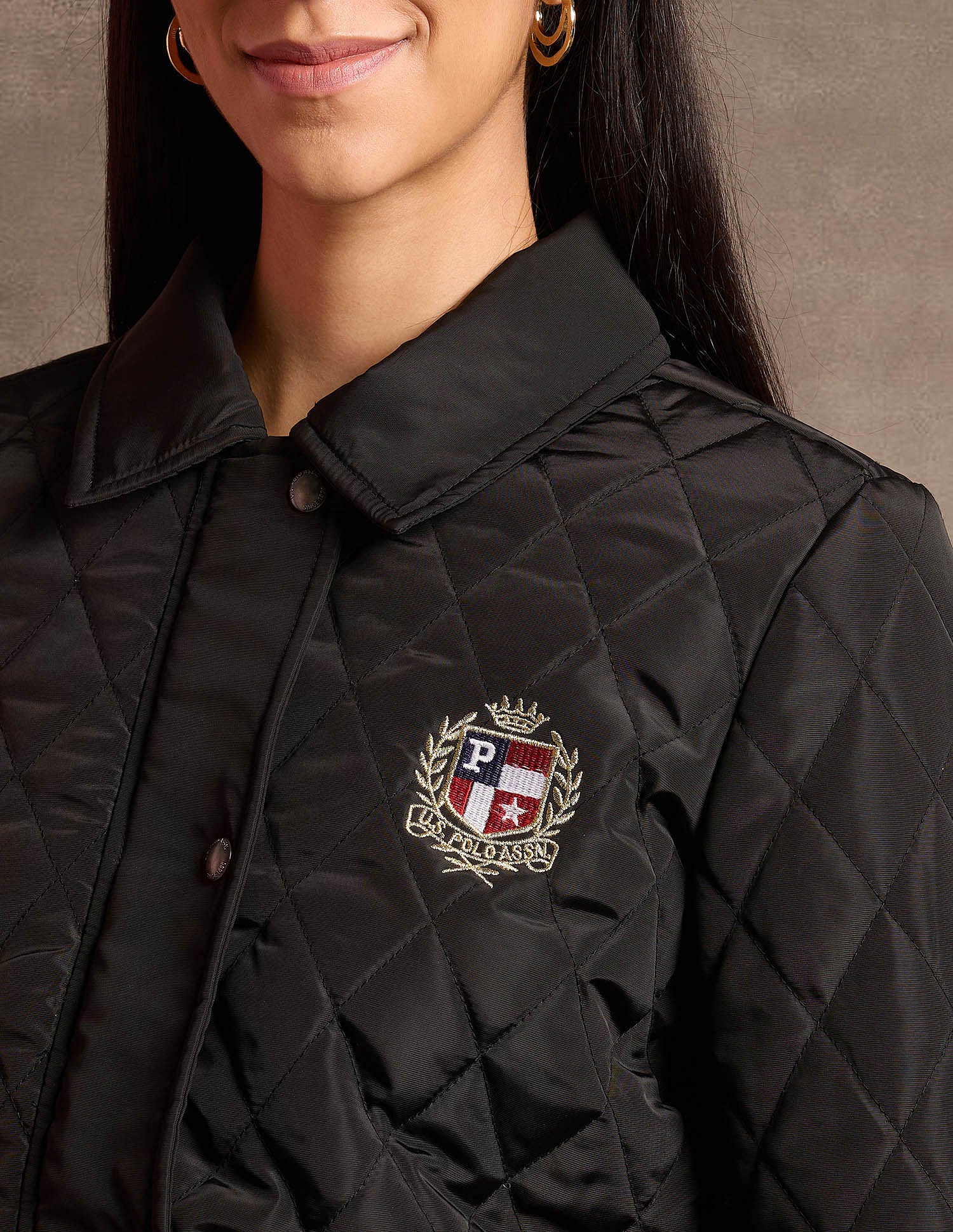 Hooded Solid Quilted Jacket Black - U.S. POLO ASSN. | Large