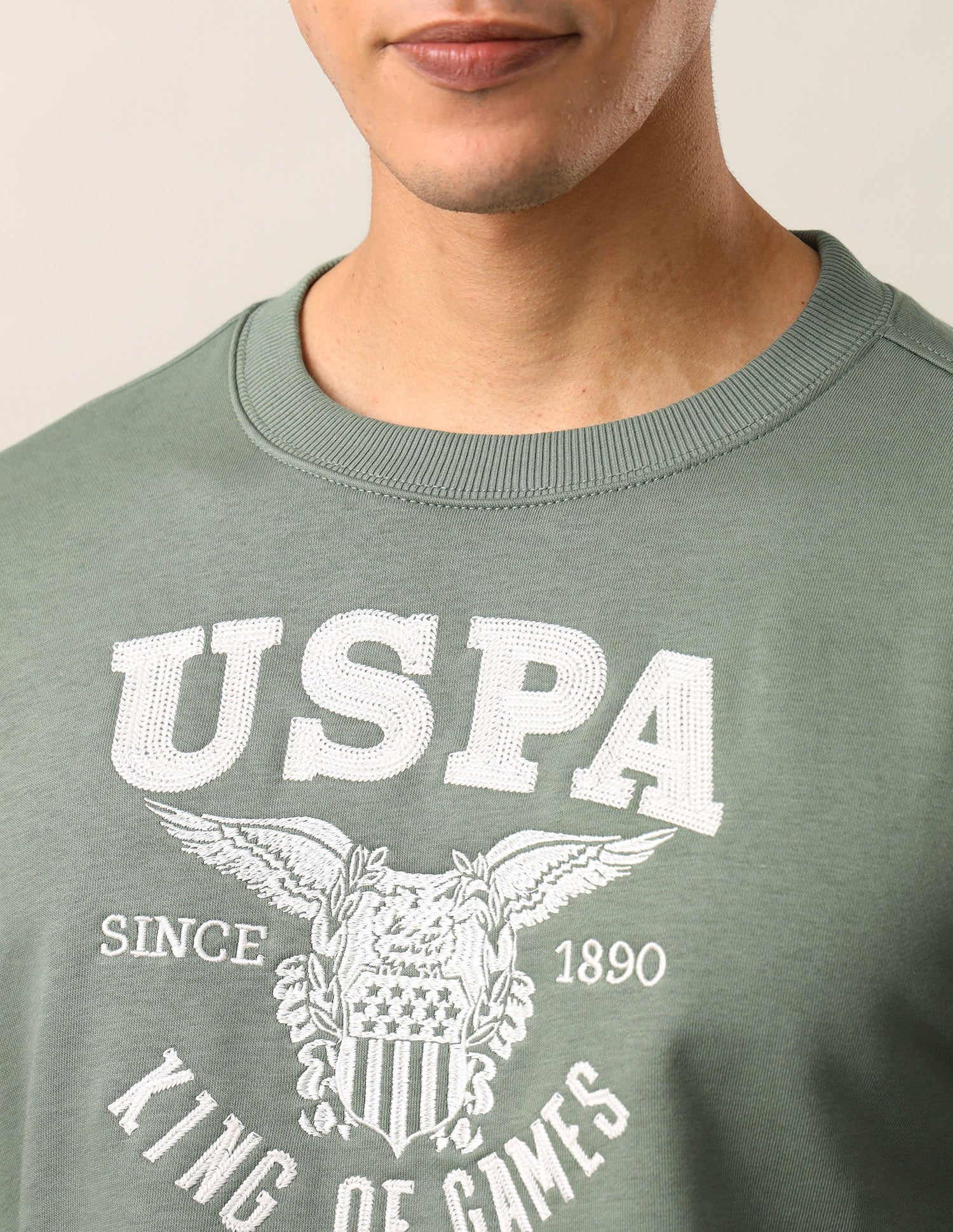 Brand Embroidered Regular Fit Sweatshirt Green - U.S. Polo Assn. India | Large