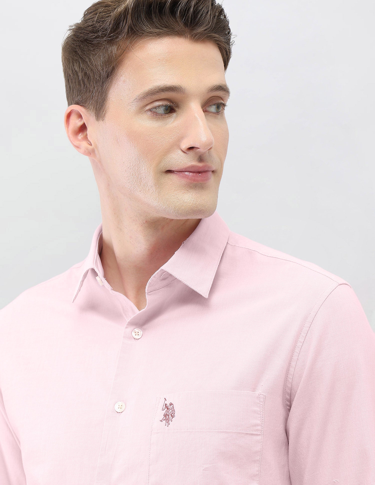 Solid Casa De Campo Shirt Light Pink - U.S. Polo Assn. India | Large