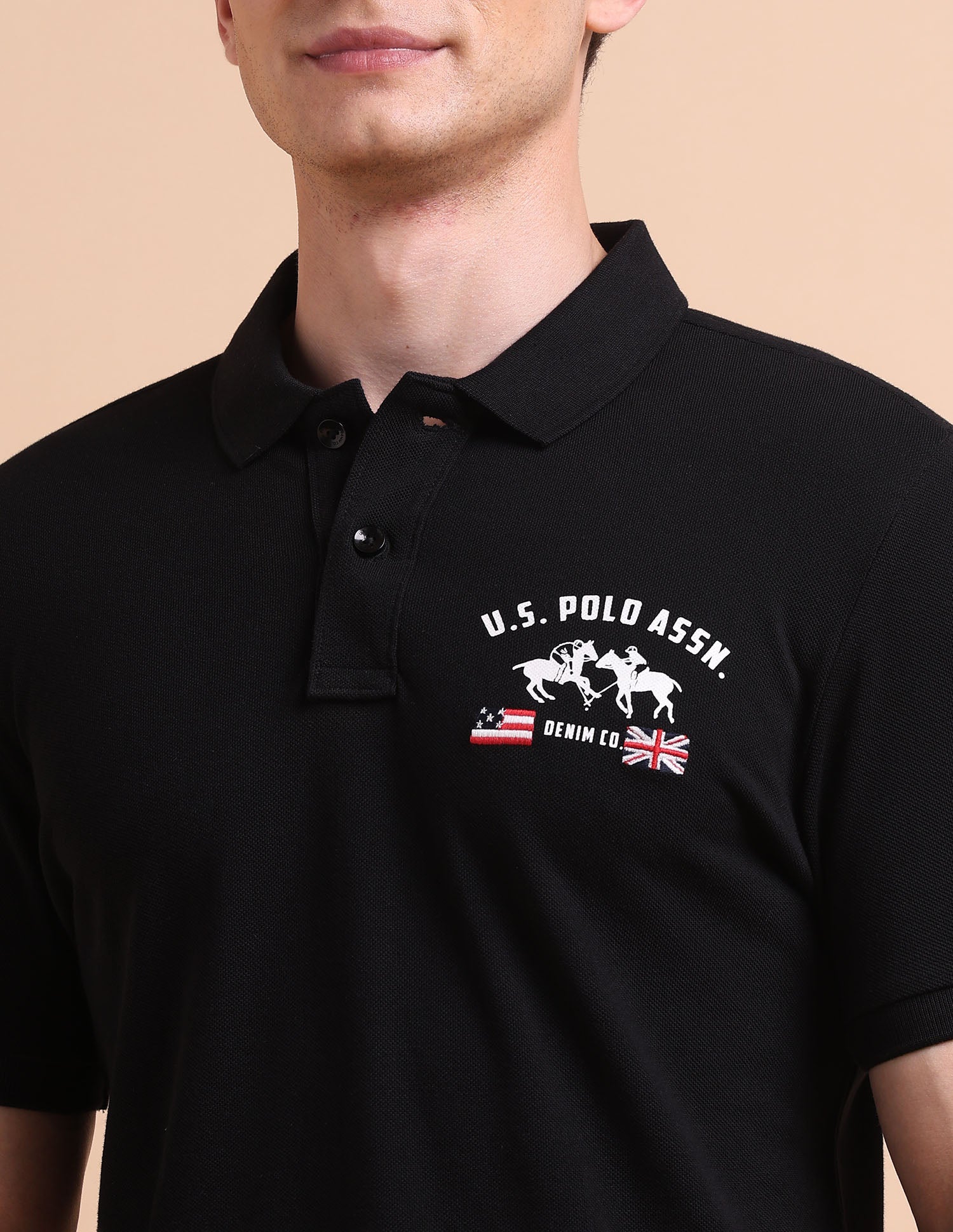 Brand Printed Muscle Fit Polo Shirt Black - U.S. POLO ASSN. | Large