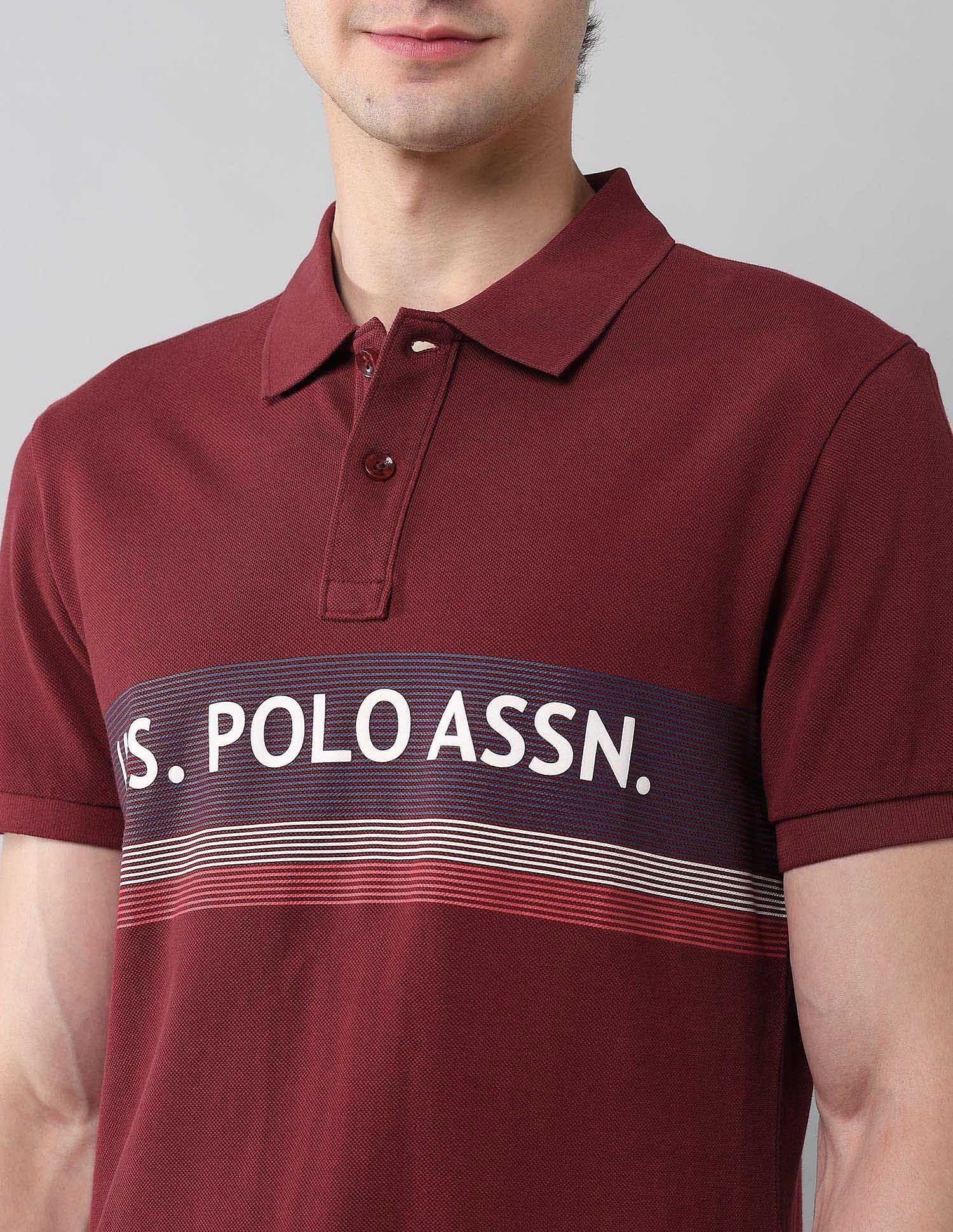 Pure Cotton Muscle Fit Polo Shirt Wine - U.S. Polo Assn. India | Large