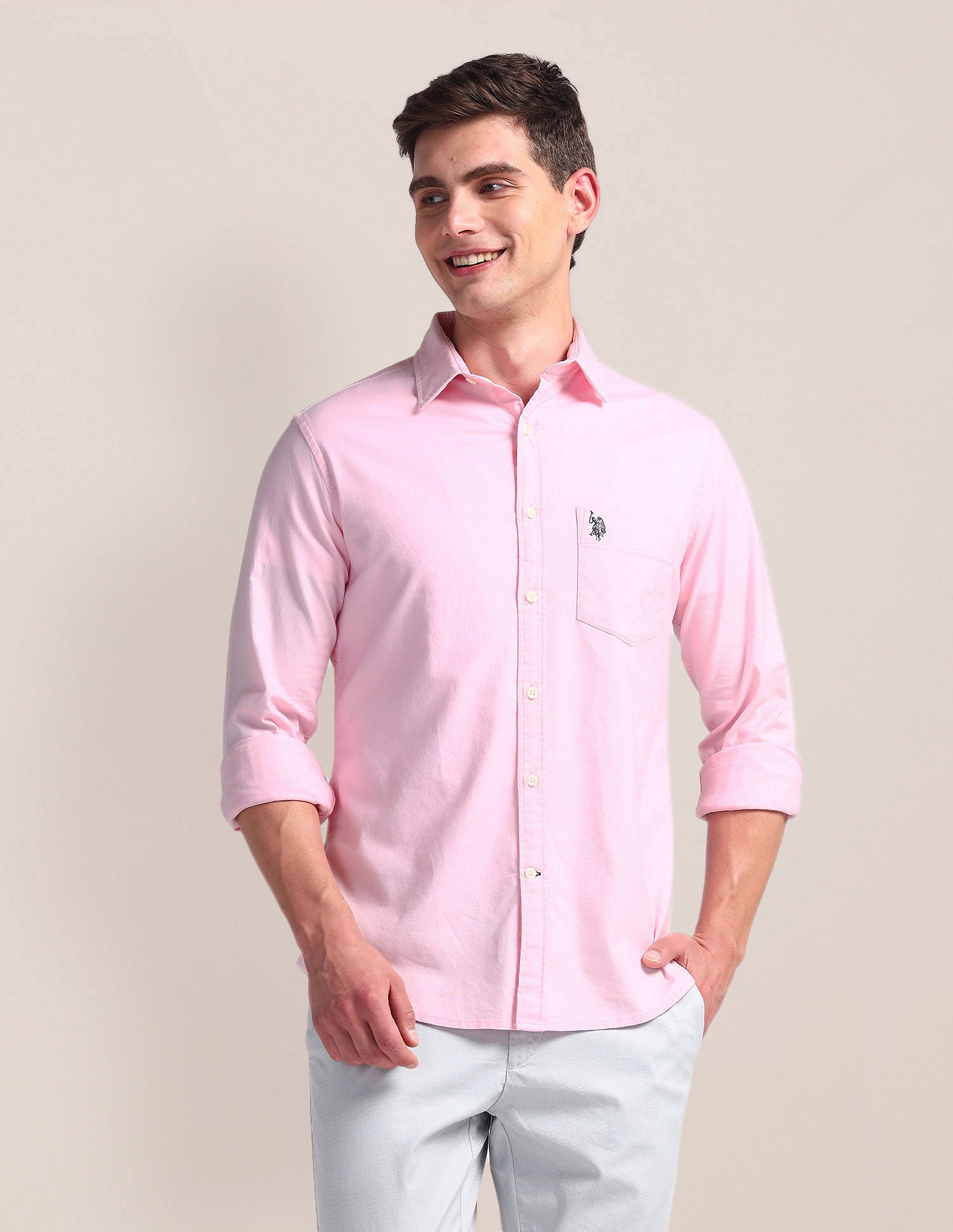 Solid Dobby Shirt Pink - U.S. Polo Assn. India | Large