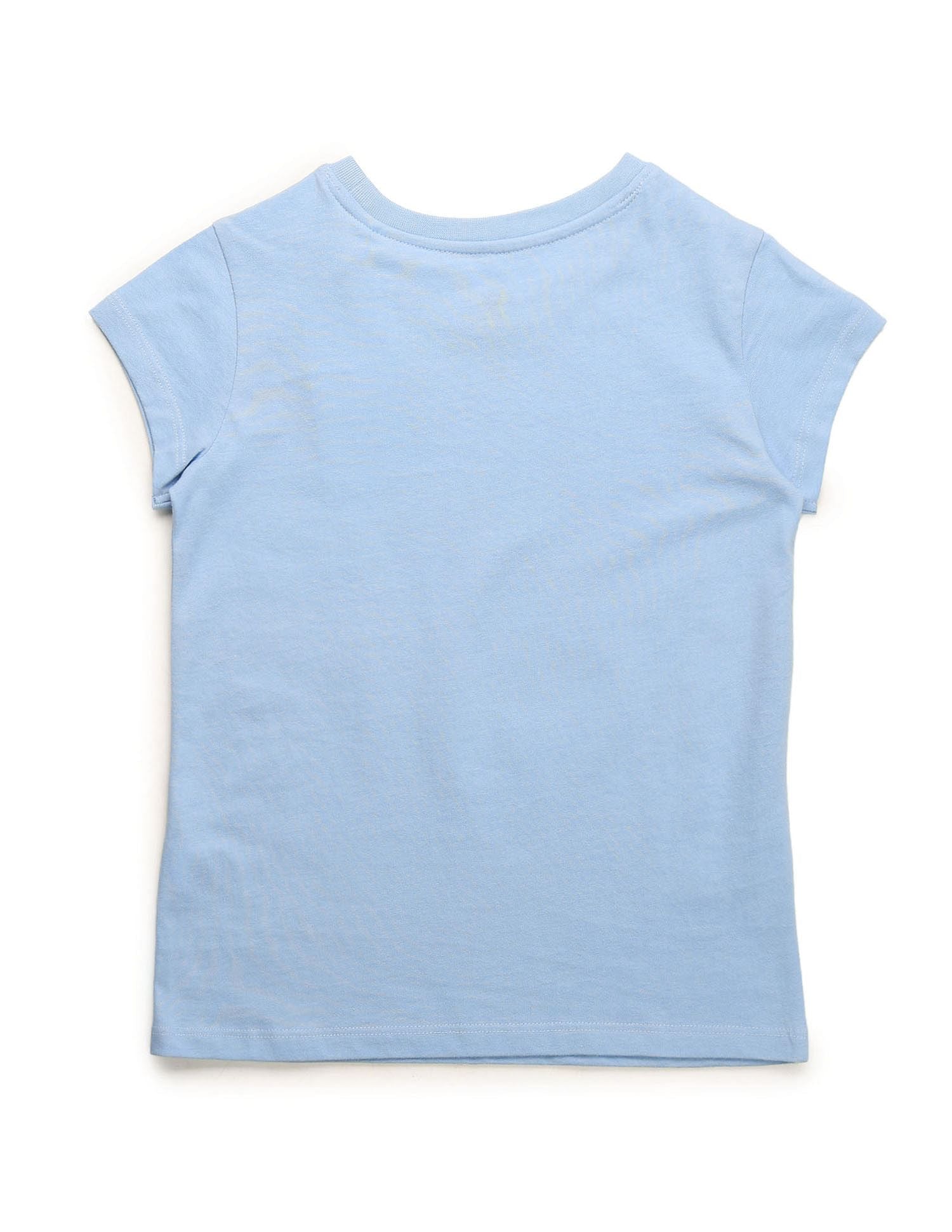 Girls Graphic Printed Regular Fit T-Shirt Light Blue - U.S. POLO ASSN. | Large