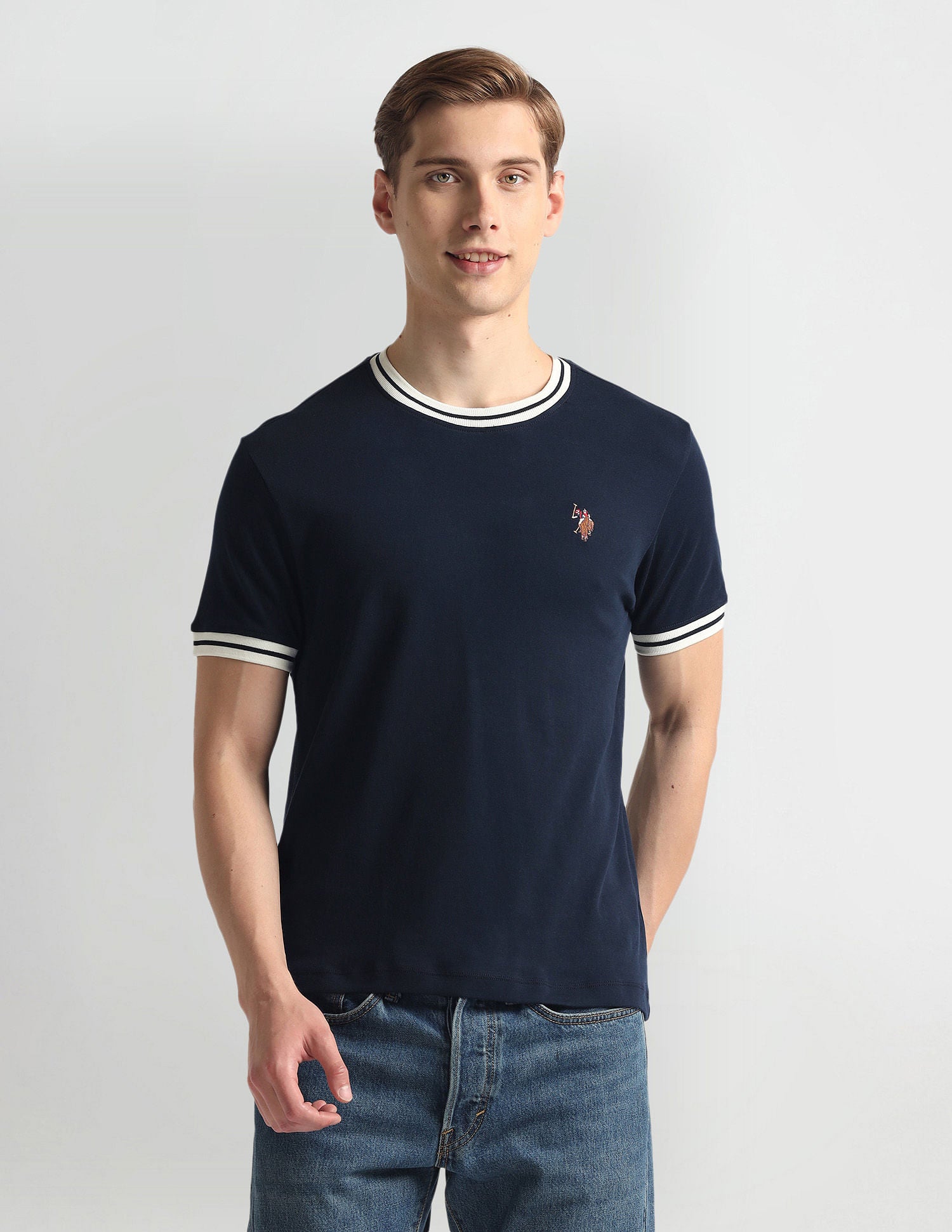 Crew Neck Solid T-Shirt Navy - U.S. Polo Assn. India | Large