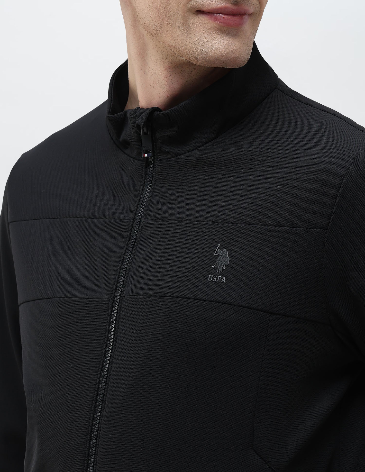 Mock Collar Solid Jacket Black - U.S. Polo Assn. India | Large