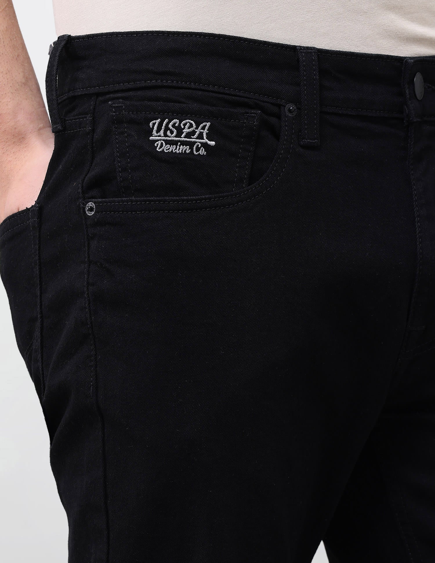 Solid Slim Fit Jeans Black - U.S. Polo Assn. India | Large