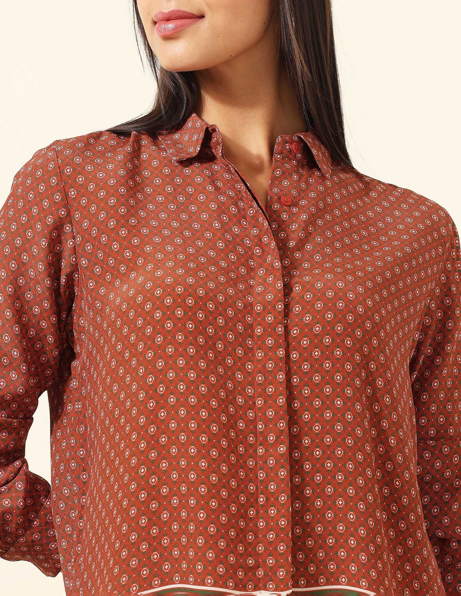 Concealed Placket Geometric Printed Shirt Multi - U.S. POLO ASSN. | Large