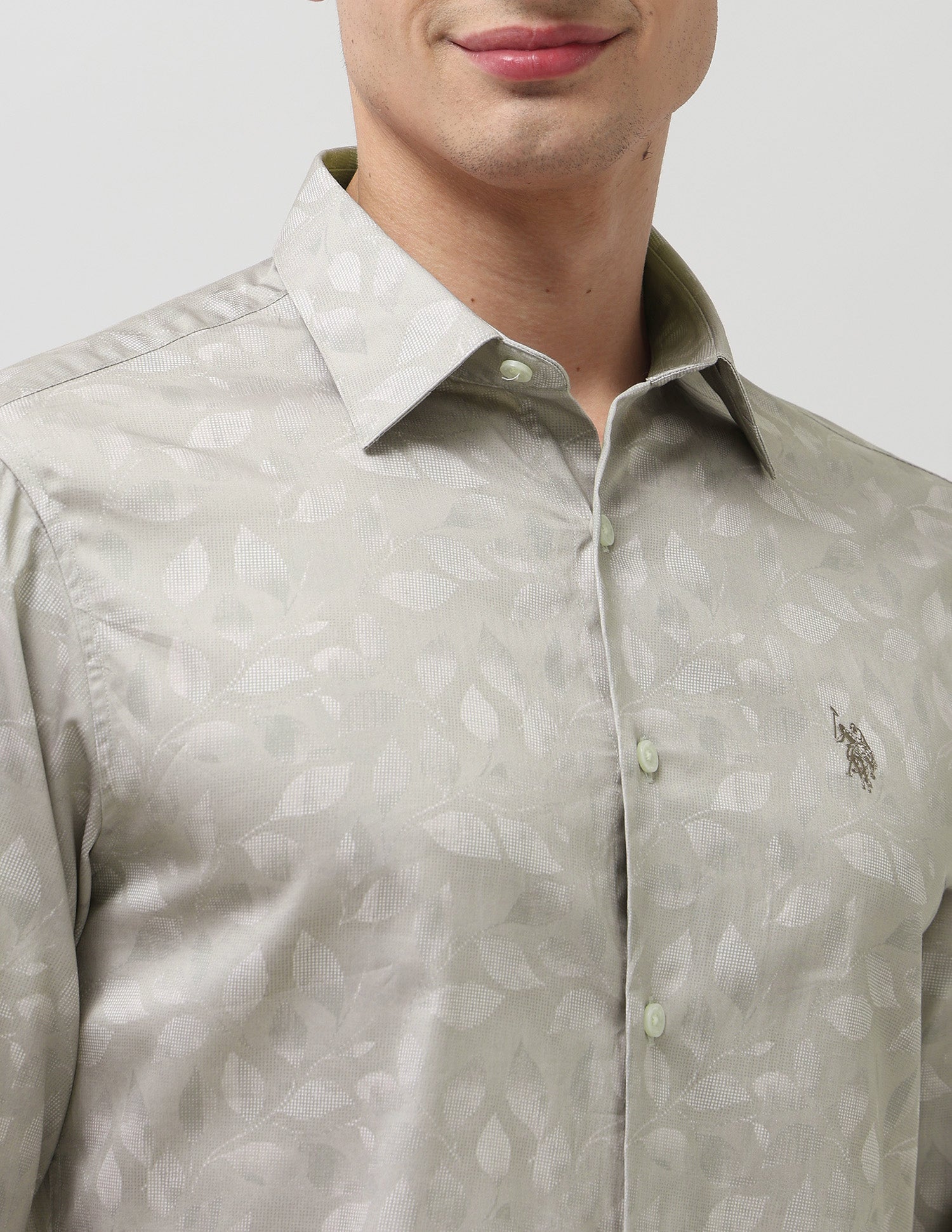 Pure Cotton Tropical Printed Shirt Beige - U.S. POLO ASSN. | Large