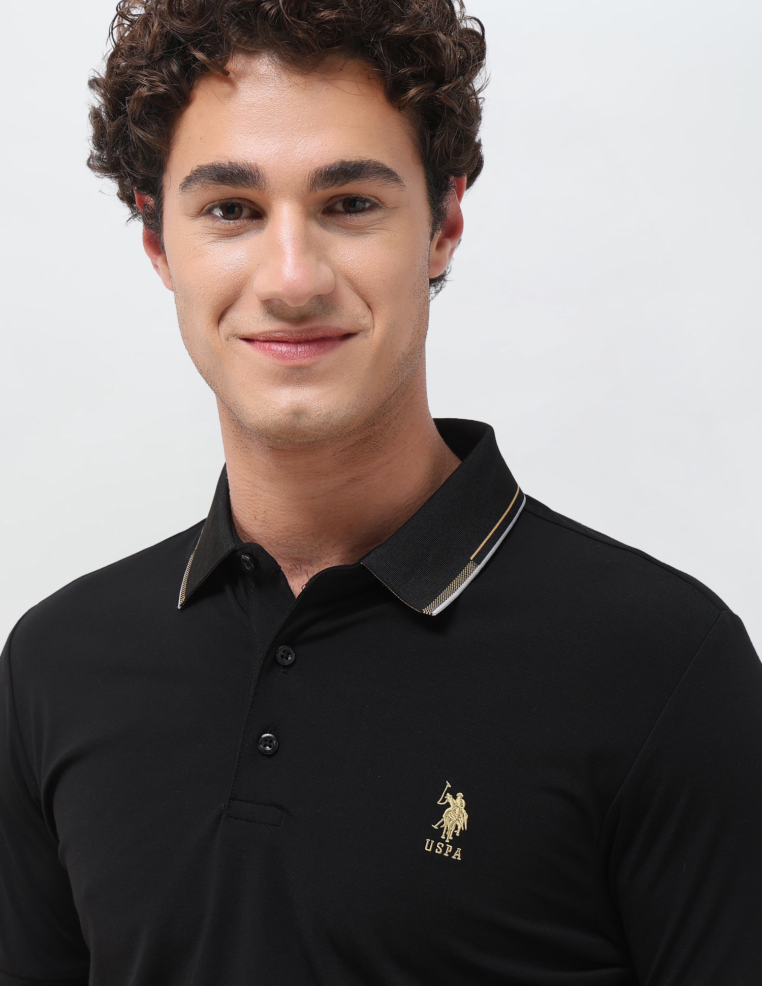 Solid Slim Fit Polo Shirt Black - U.S. Polo Assn. India | Large