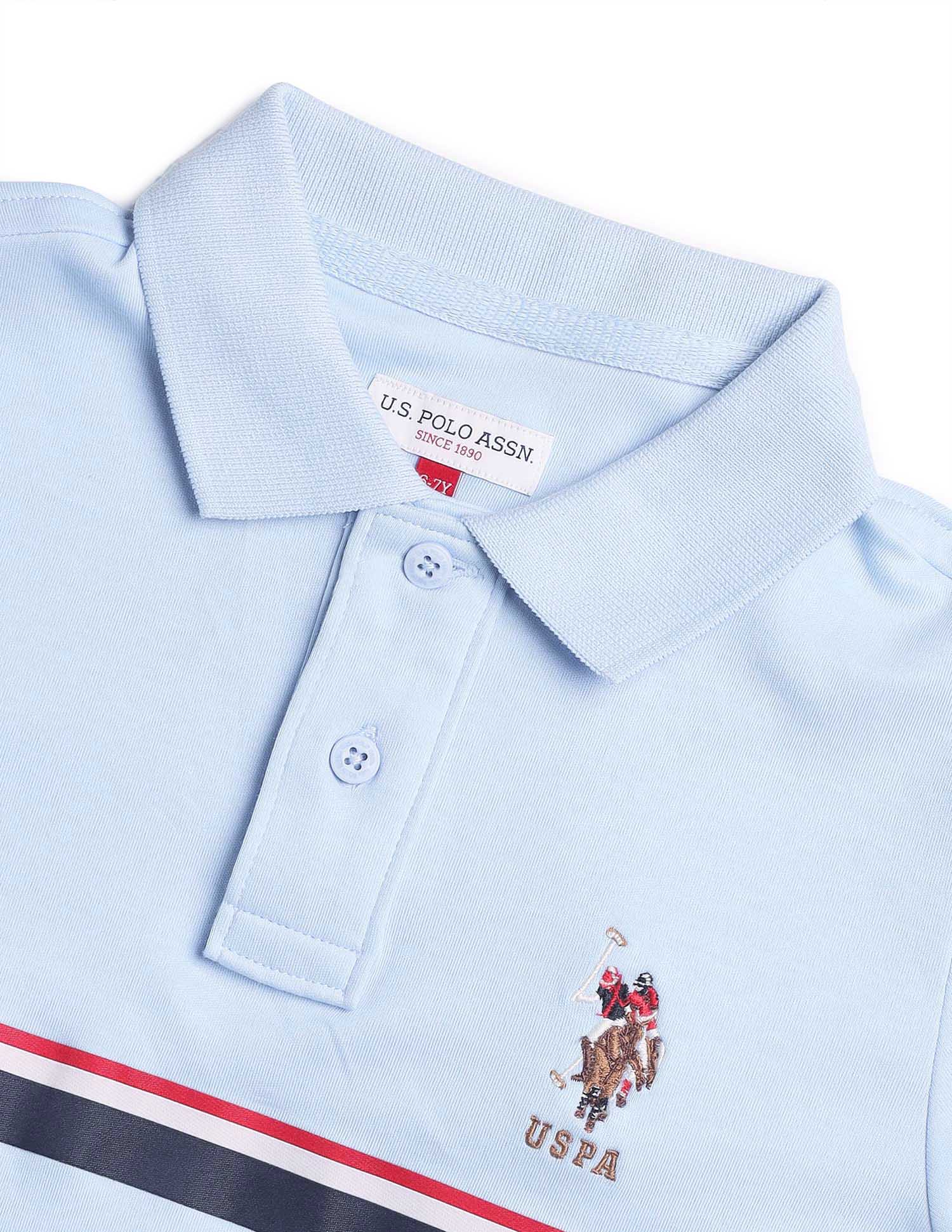 Boys Regular Fit Horizontal Striped Polo Shirt Blue - U.S. POLO ASSN. | Large