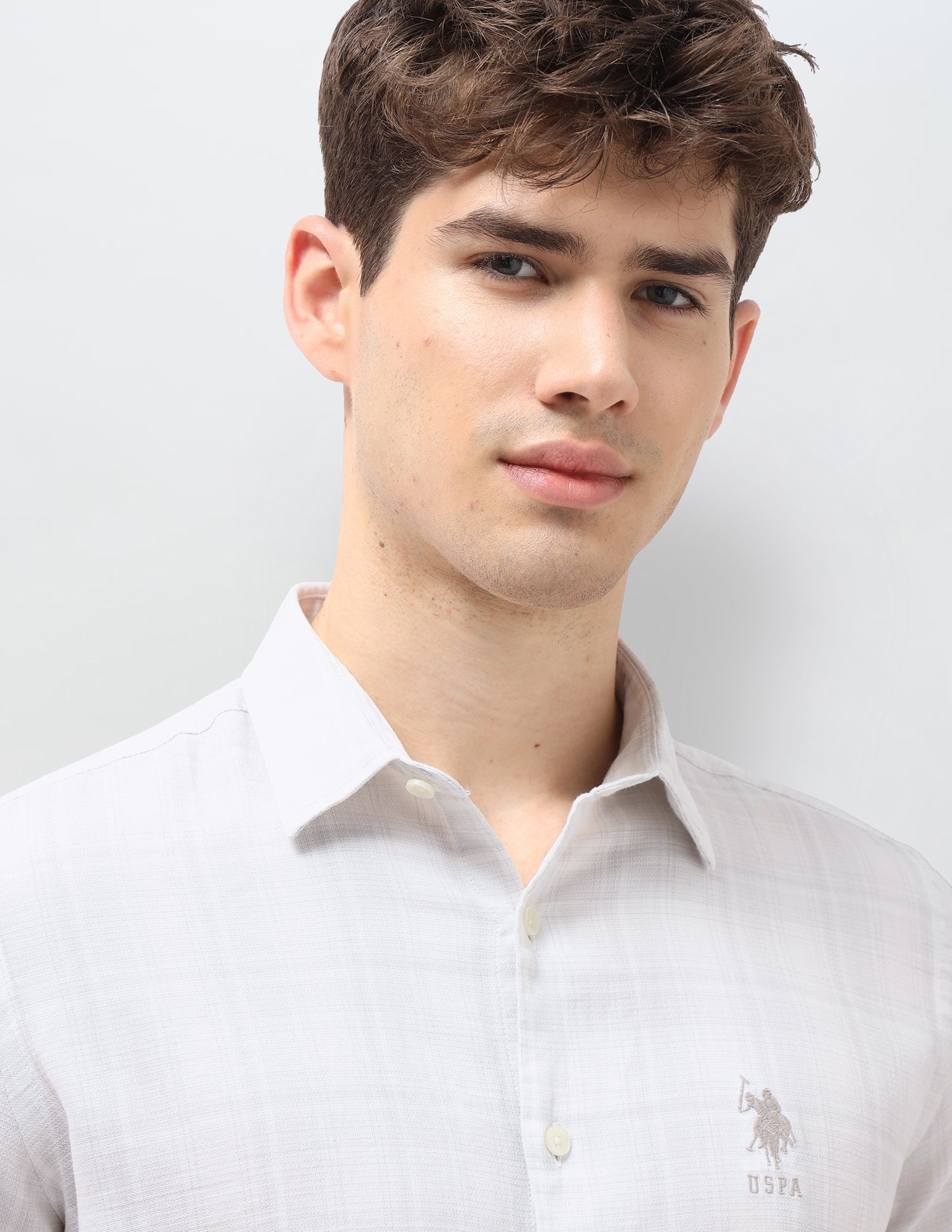 Tartan Checked Dobby Shirt Ecru - U.S. Polo Assn. India | Large
