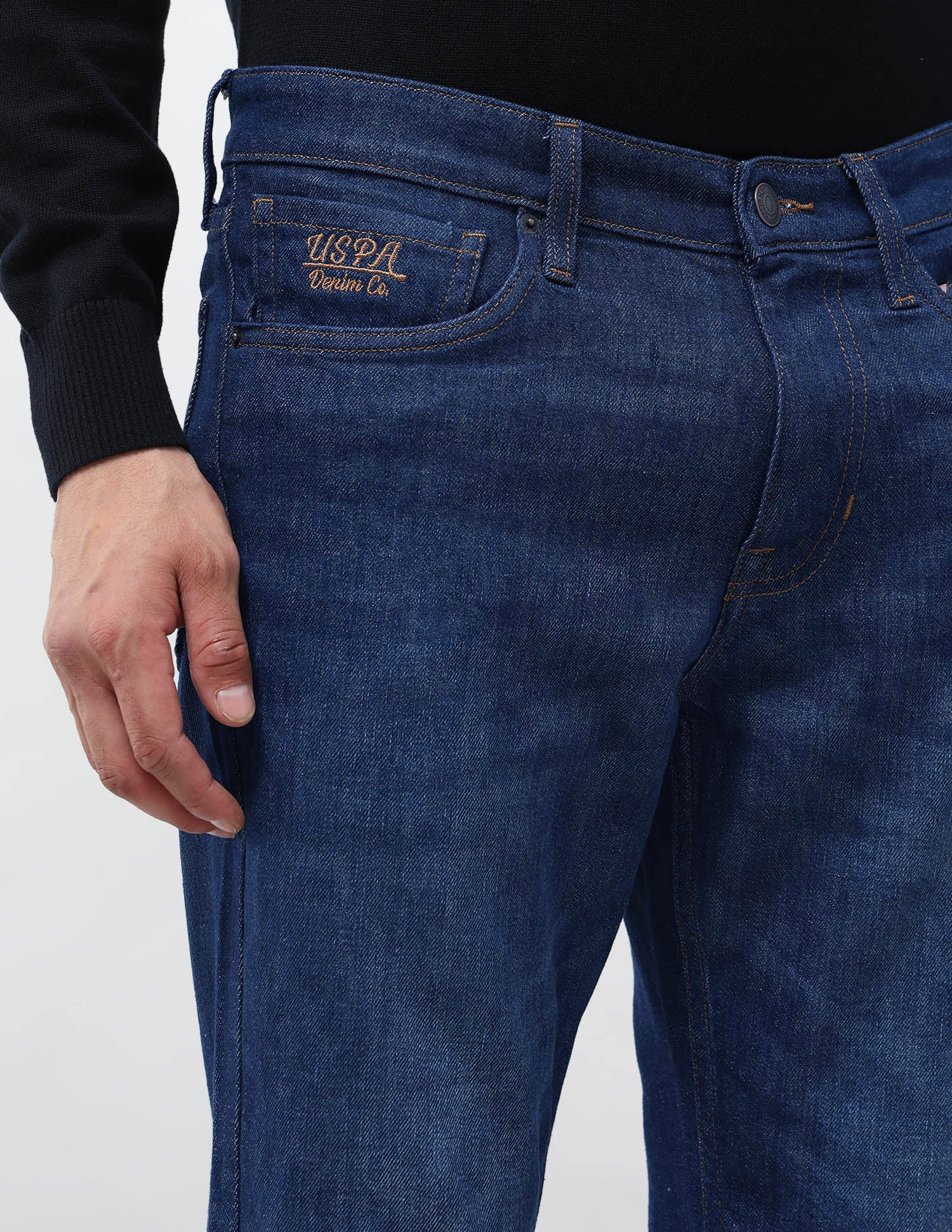 Brandon Slim Tapered Fit Whiskered Jeans Indigo - U.S. POLO ASSN. | Large