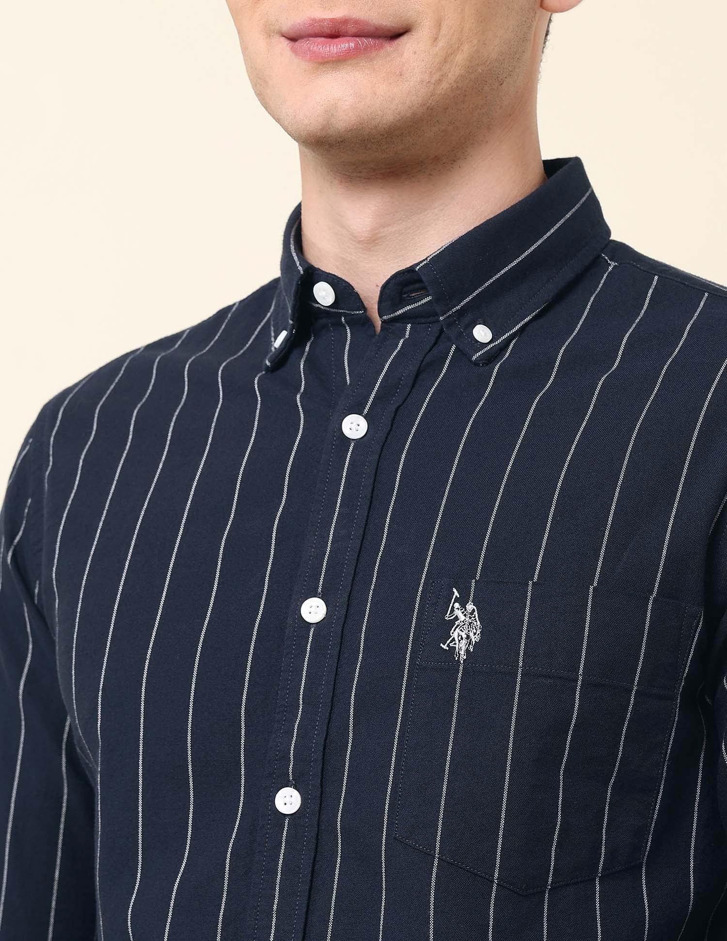 Pinstriped Oxford Shirt Navy - U.S. Polo Assn. India | Large