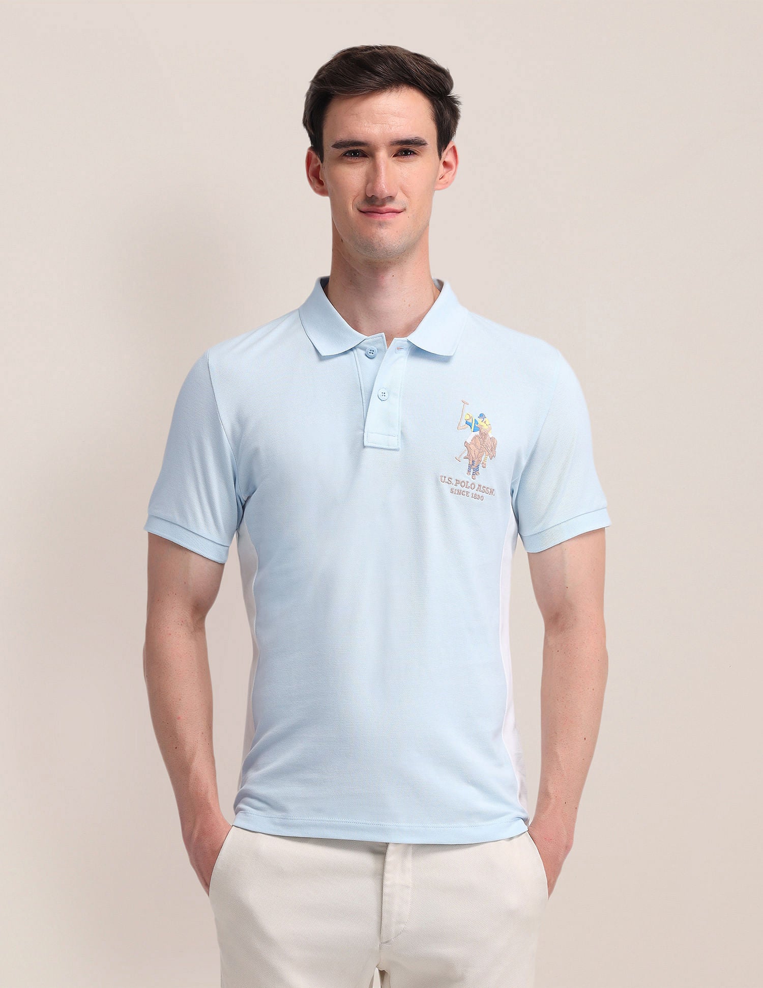 Colour Blocked Slim Fit Polo Shirt Blue - U.S. POLO ASSN. | Large