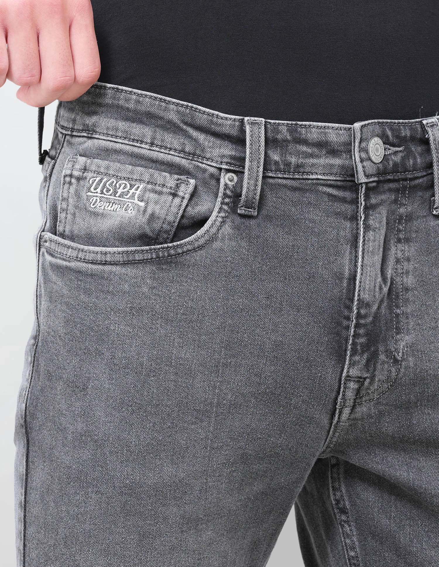 Harold Slim Straight Fit Grey Jeans Grey - U.S. Polo Assn. India | Large