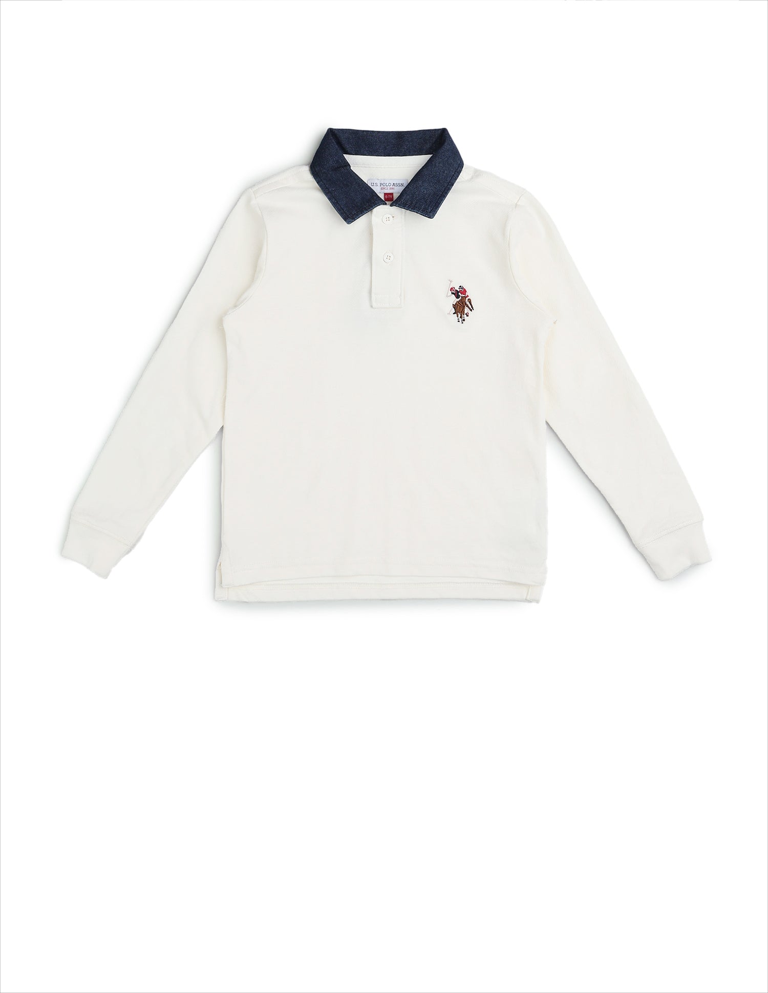 Boys Solid Regular Fit Polo Shirt Off White - U.S. POLO ASSN. | Large
