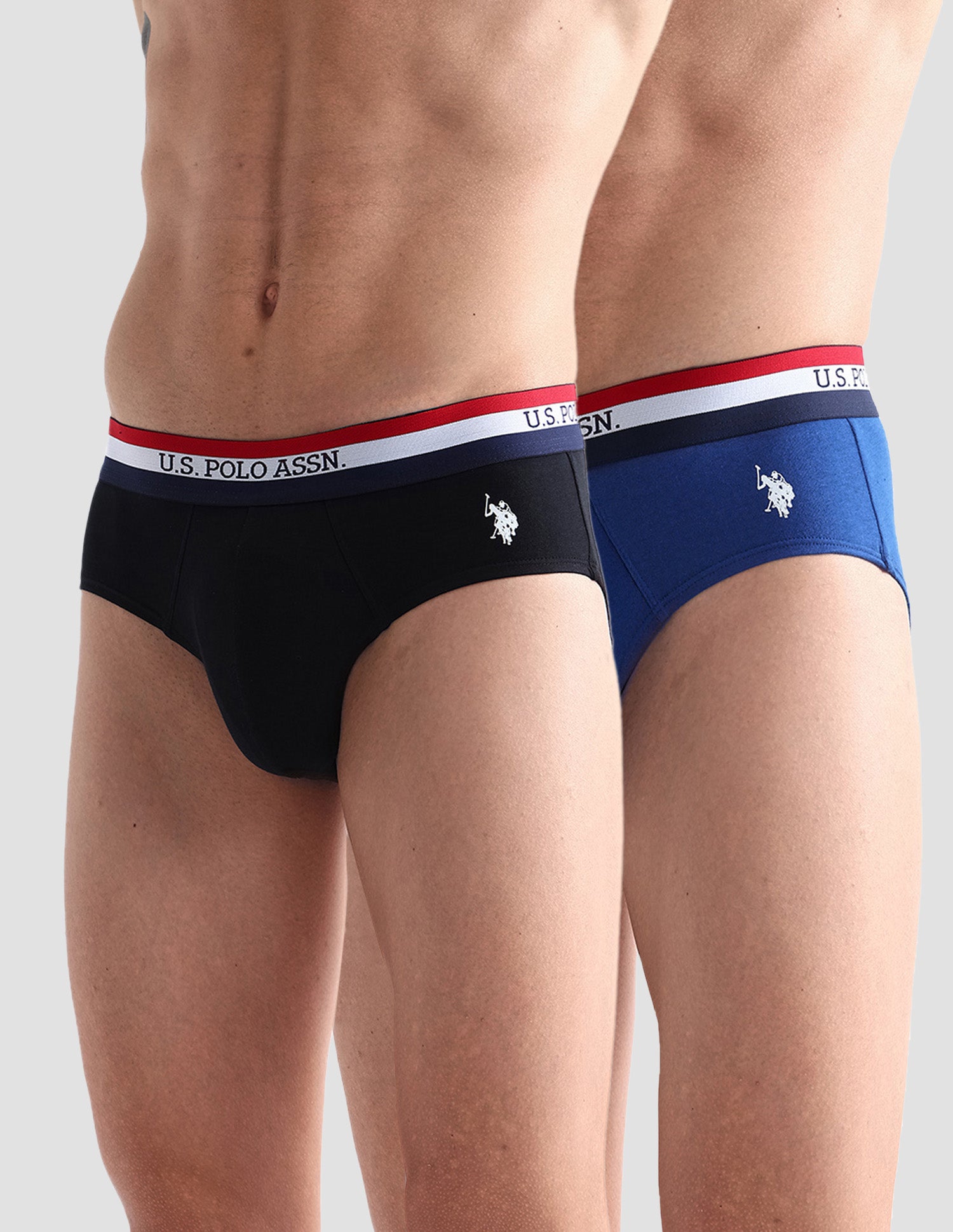 Striped Waistband EB002 Briefs - Pack Of 2 Black and Blue - U.S. POLO ASSN. | Large