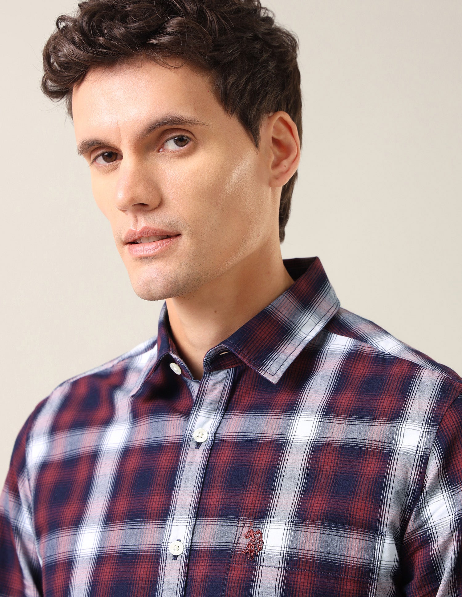 Plaid Checked Twill Shirt Red - U.S. Polo Assn. India | Large
