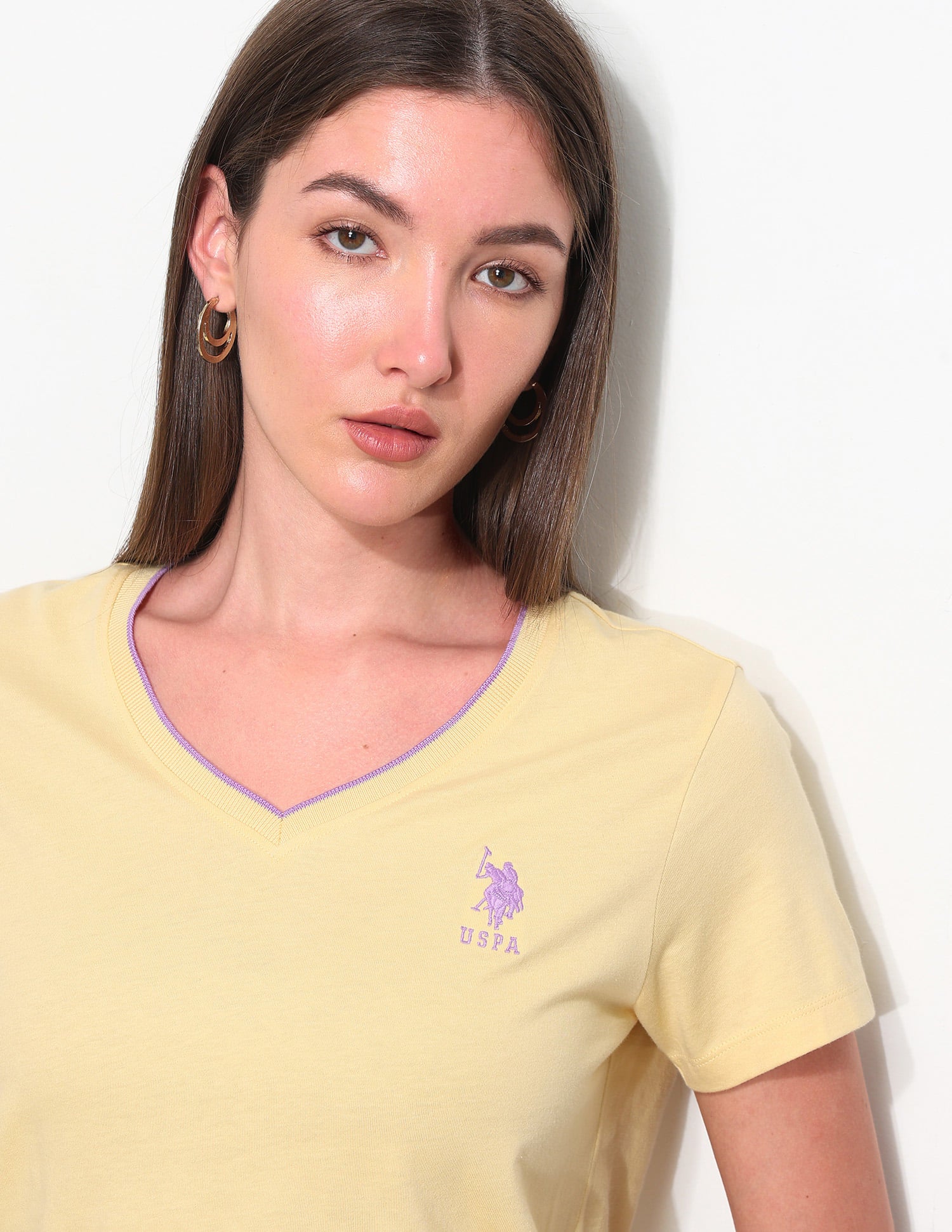 Regular Fit Solid T-Shirt Light Yellow - U.S. Polo Assn. India | Large