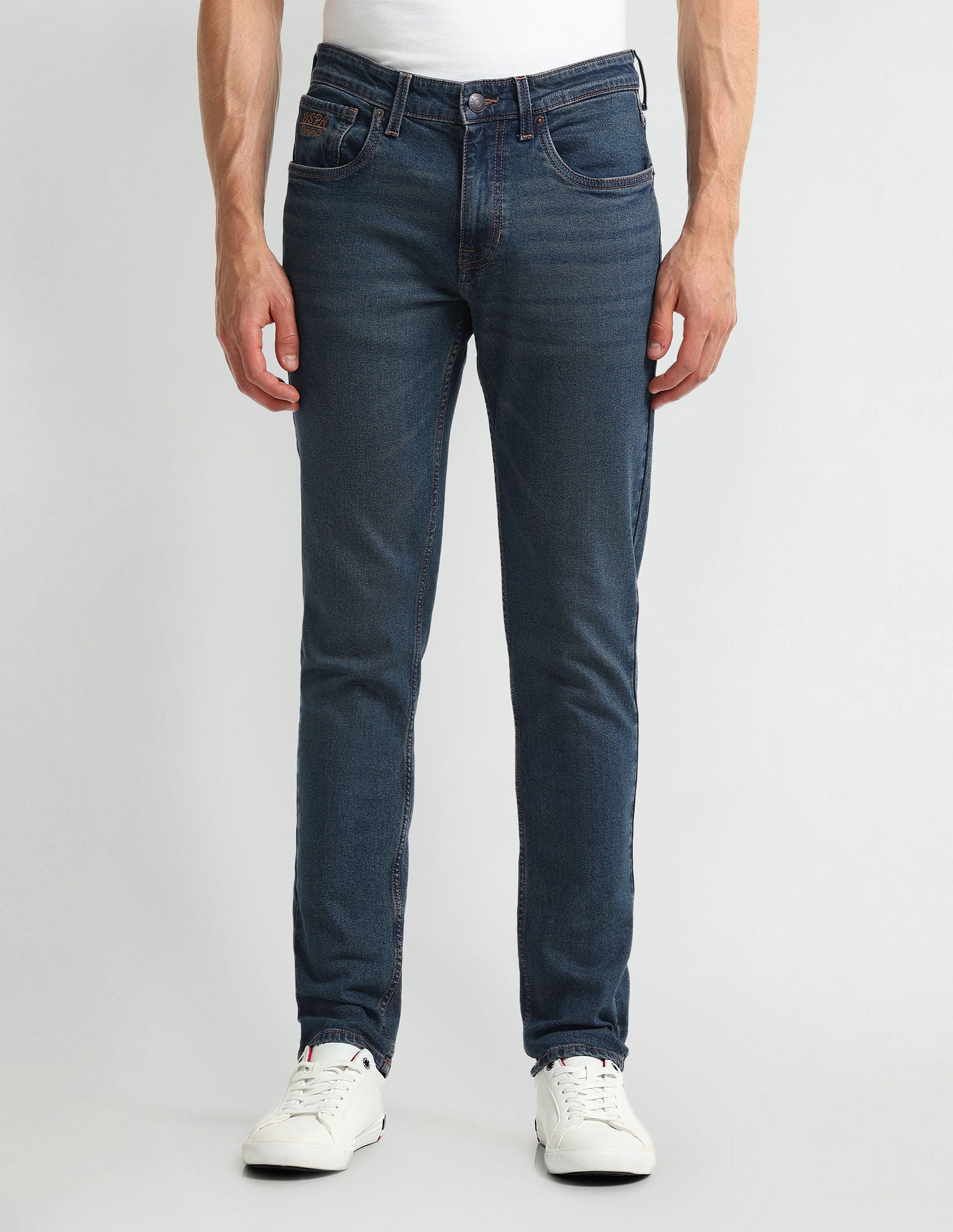 Brandon Slim Fit Tapered Blue Jeans Light Blue - U.S. Polo Assn. India | Large