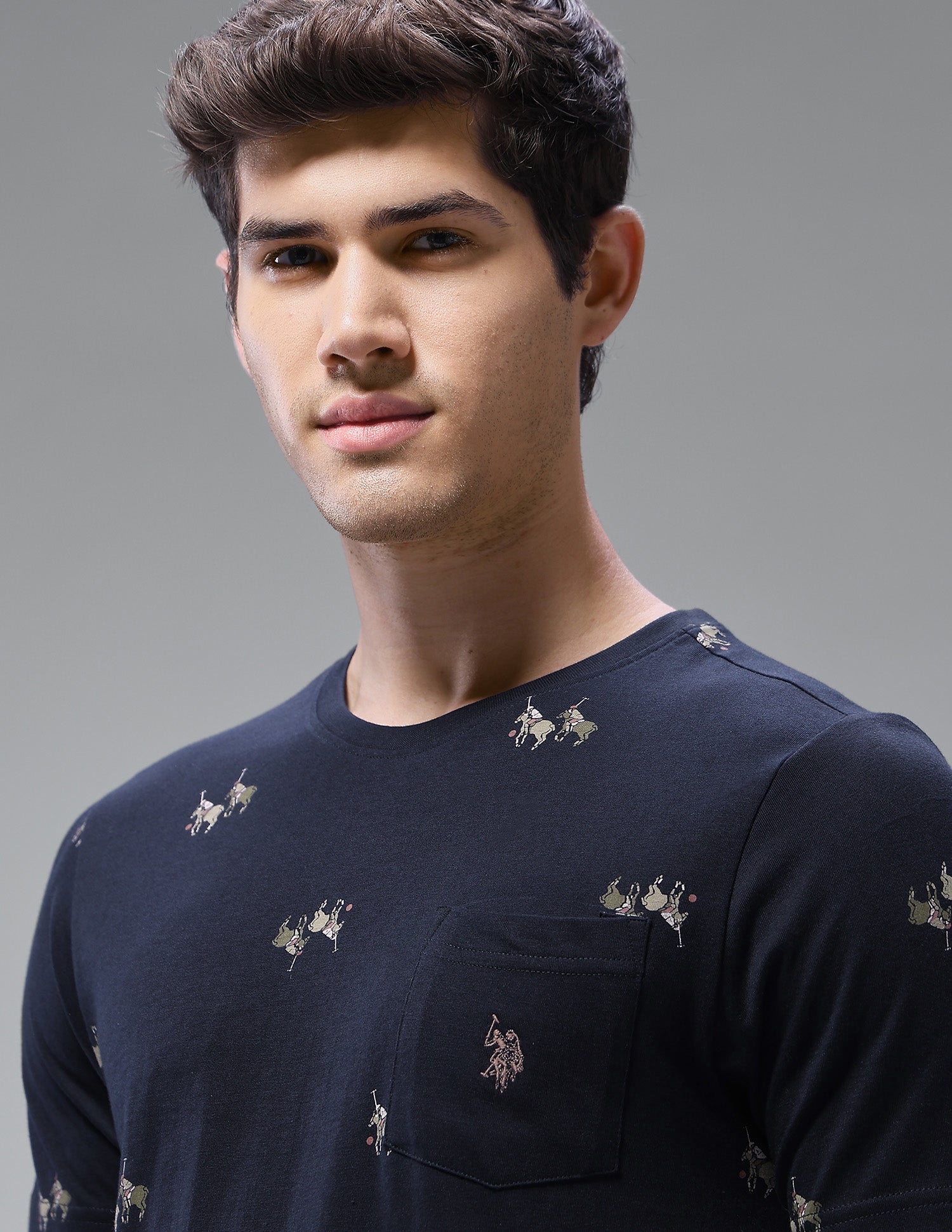 Graphic Brand Printed Regular Fit Loungewear T-Shirt Navy - U.S. Polo Assn. India | Large