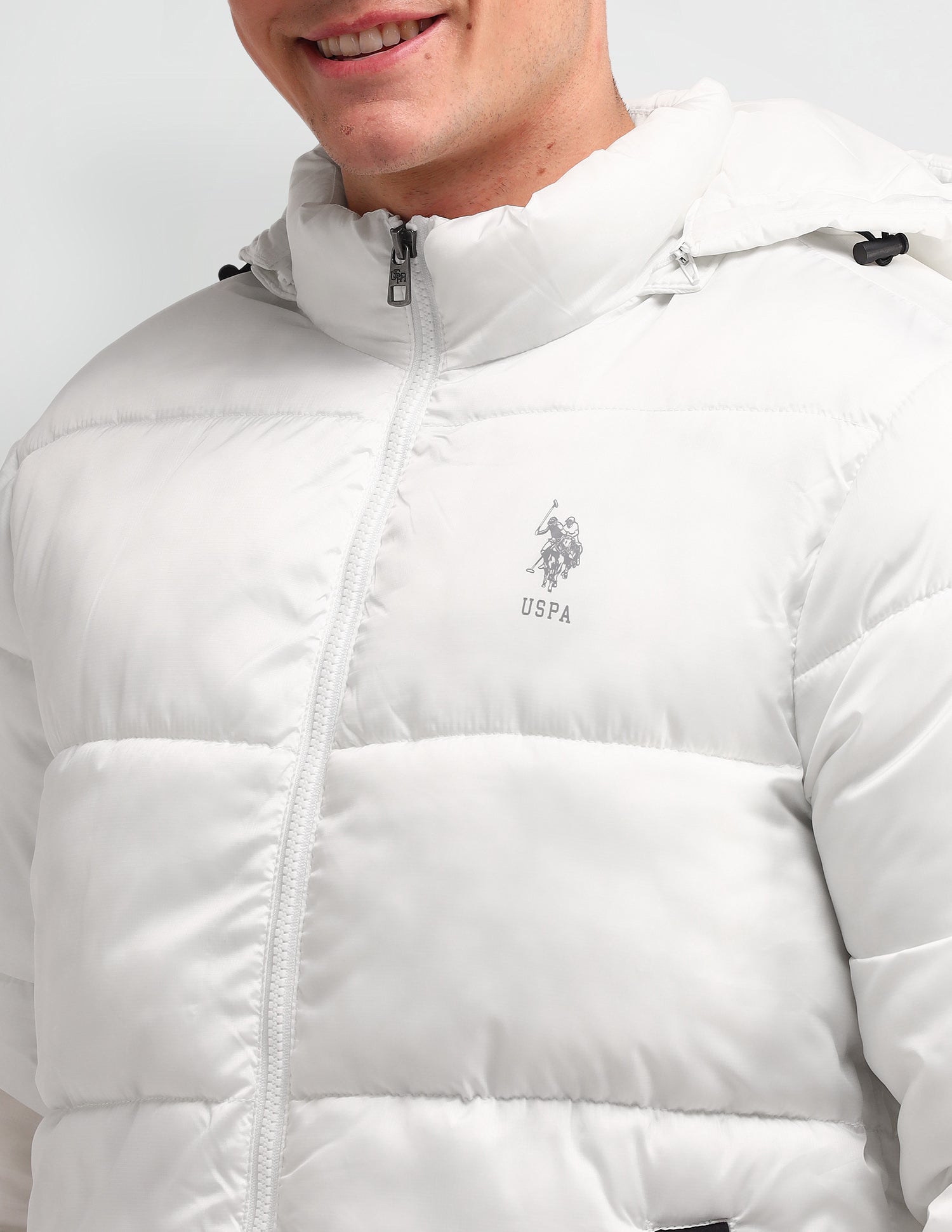 Solid Hooded Puffer Jacket White - U.S. POLO ASSN. | Large