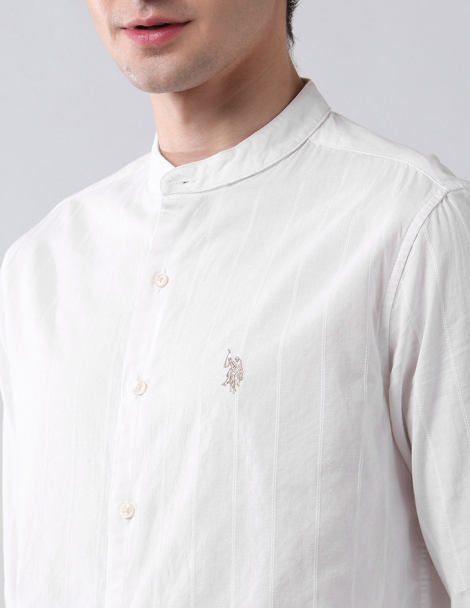 Textured Pure Cotton Shirt White - U.S. Polo Assn. India | Large