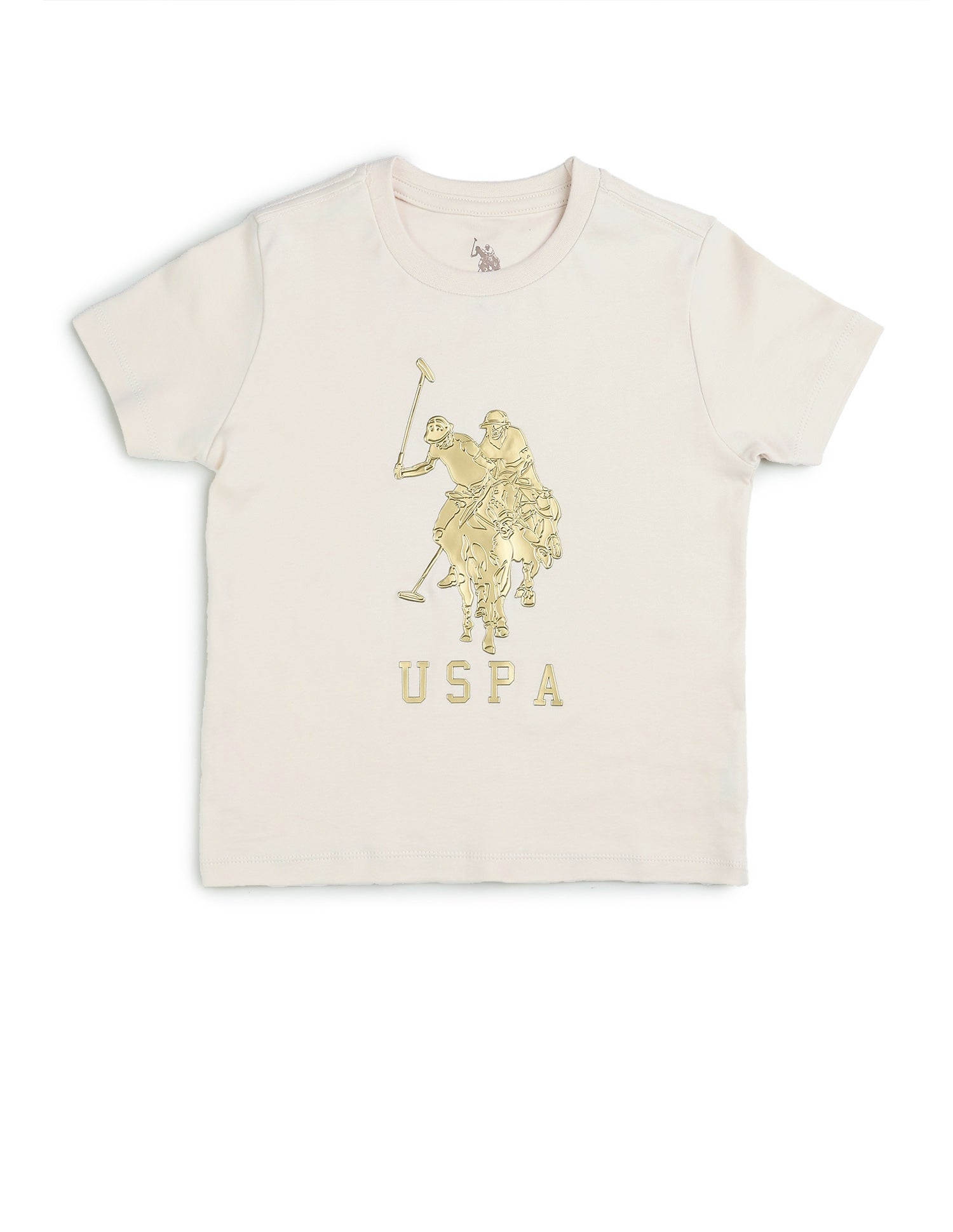 Boys Graphic Brand Embossed Regular Fit T-Shirt Off White - U.S. POLO ASSN. | Large