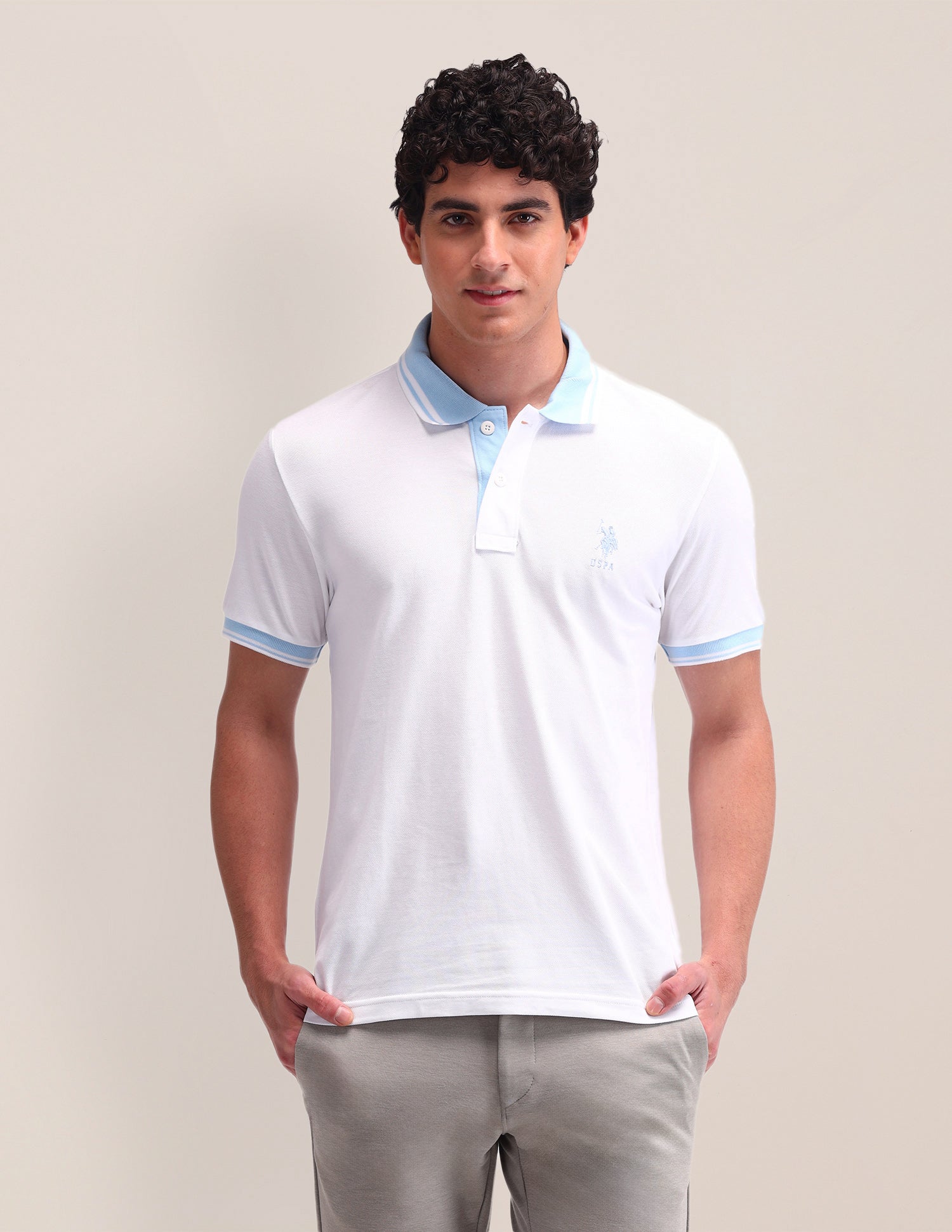 Cotton Slim Fit Polo Shirt White - U.S. Polo Assn. India | Large