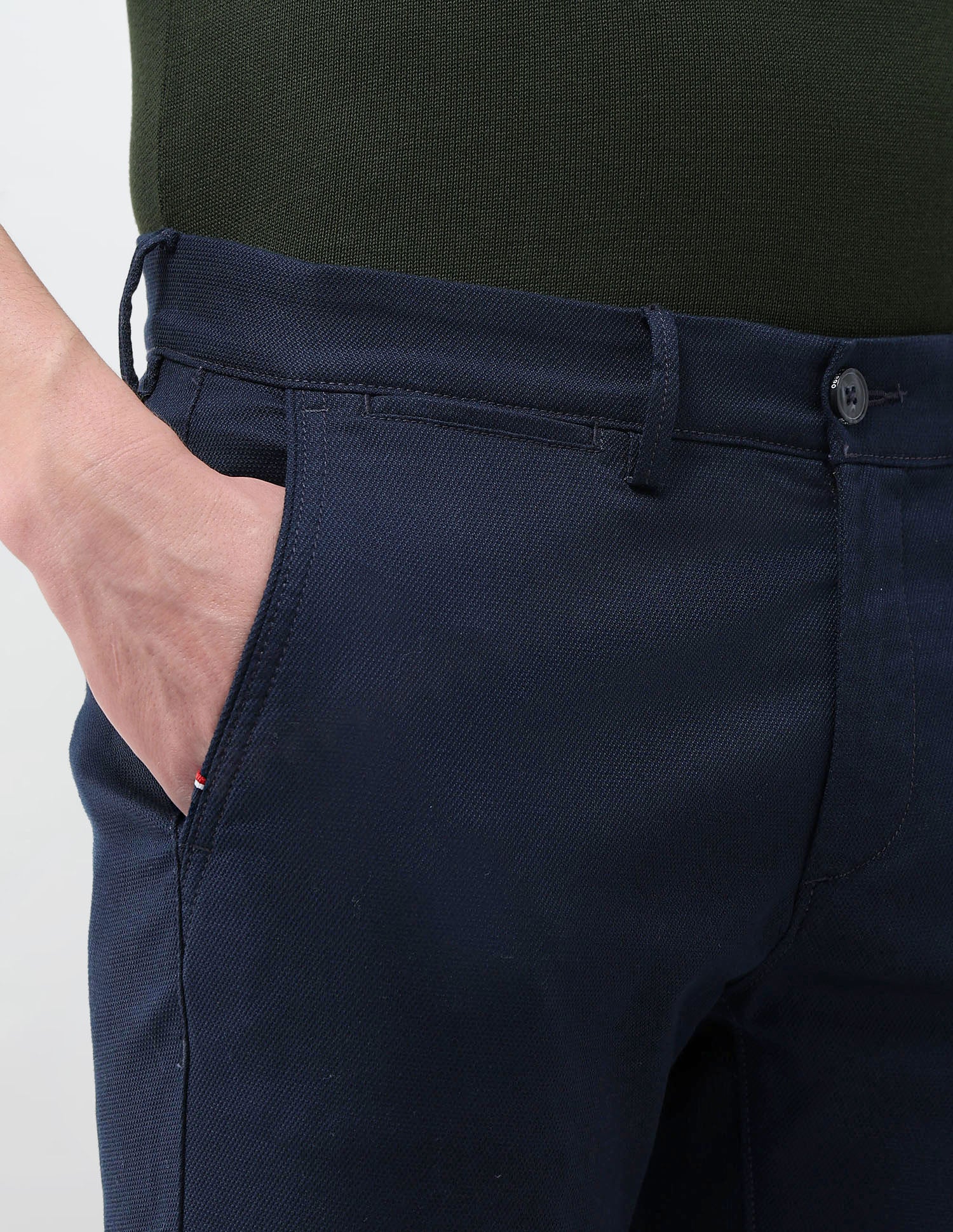 Austin Slim Fit Textured Trousers Navy - U.S. Polo Assn. India | Large