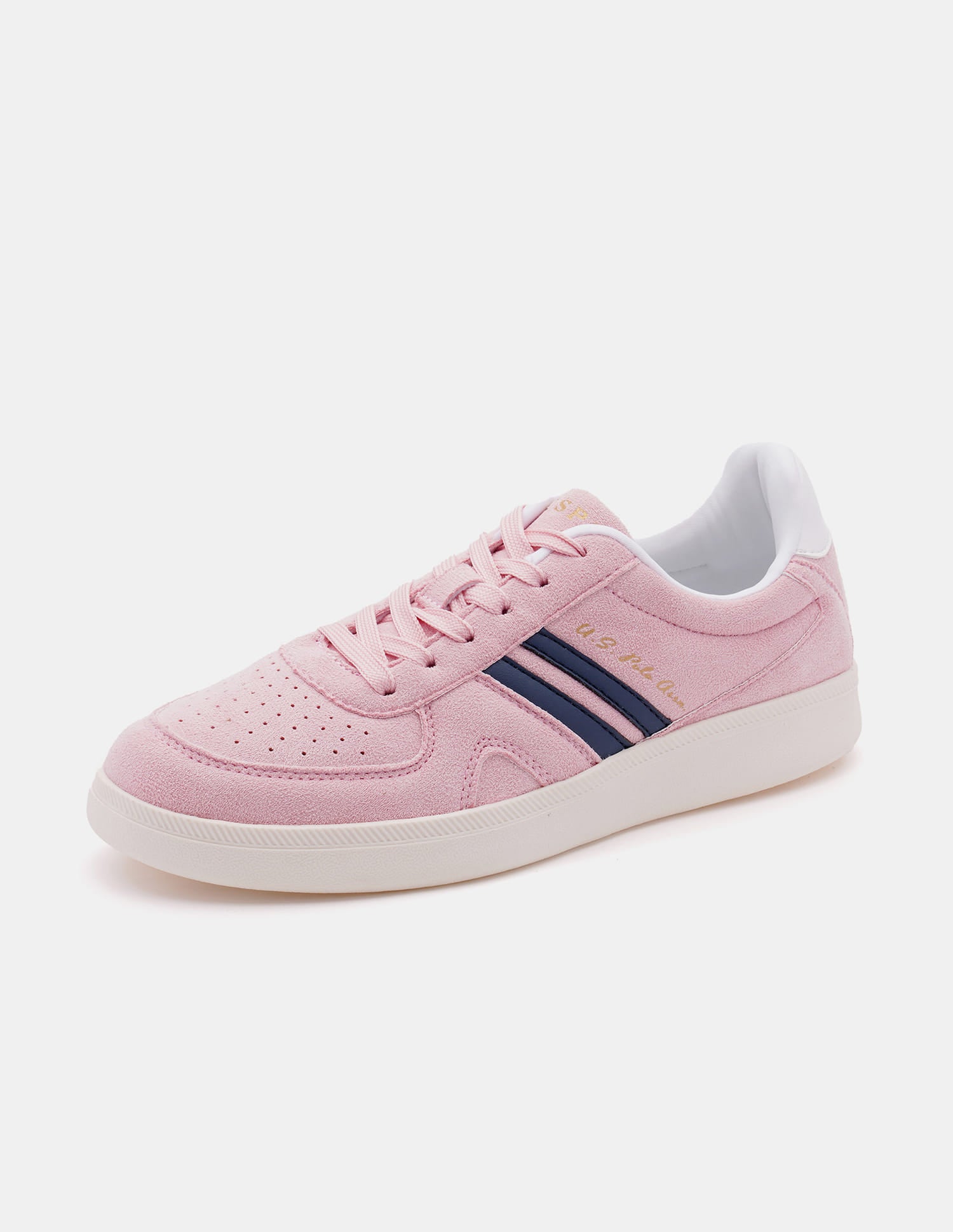 Women Round Toe Edda Striped Sneakers Pink - U.S. Polo Assn. India | Large