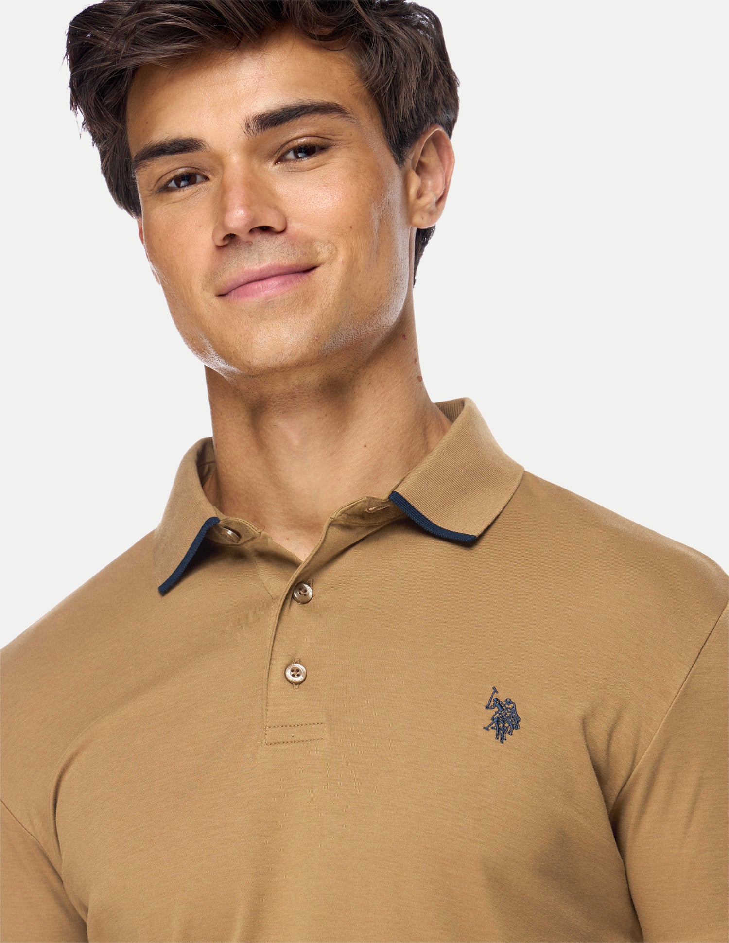 Solid Slim Fit Polo Shirt Brown - U.S. Polo Assn. India | Large