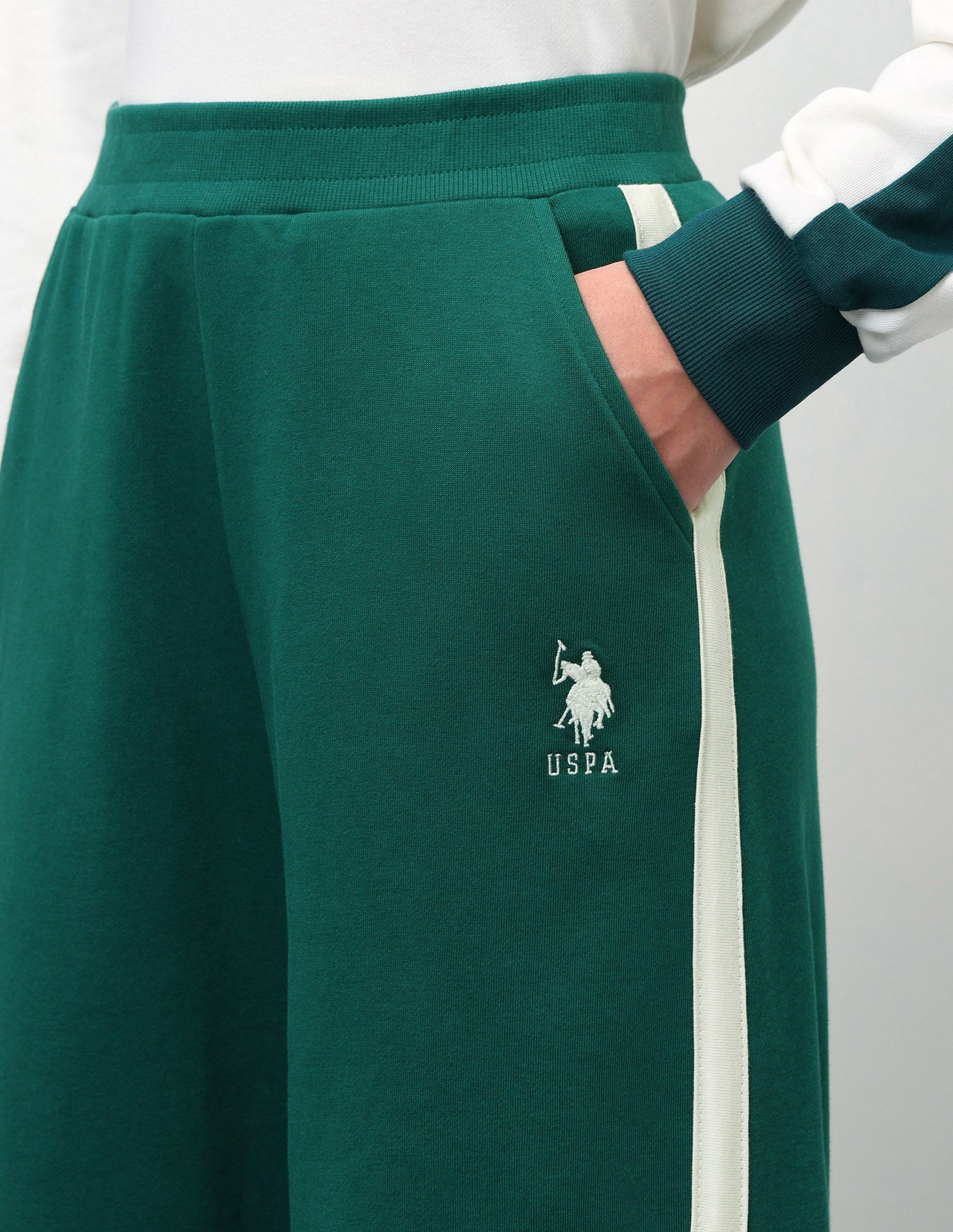 High Rise Wide Leg Fit Trousers Dark Green - U.S. Polo Assn. India | Large