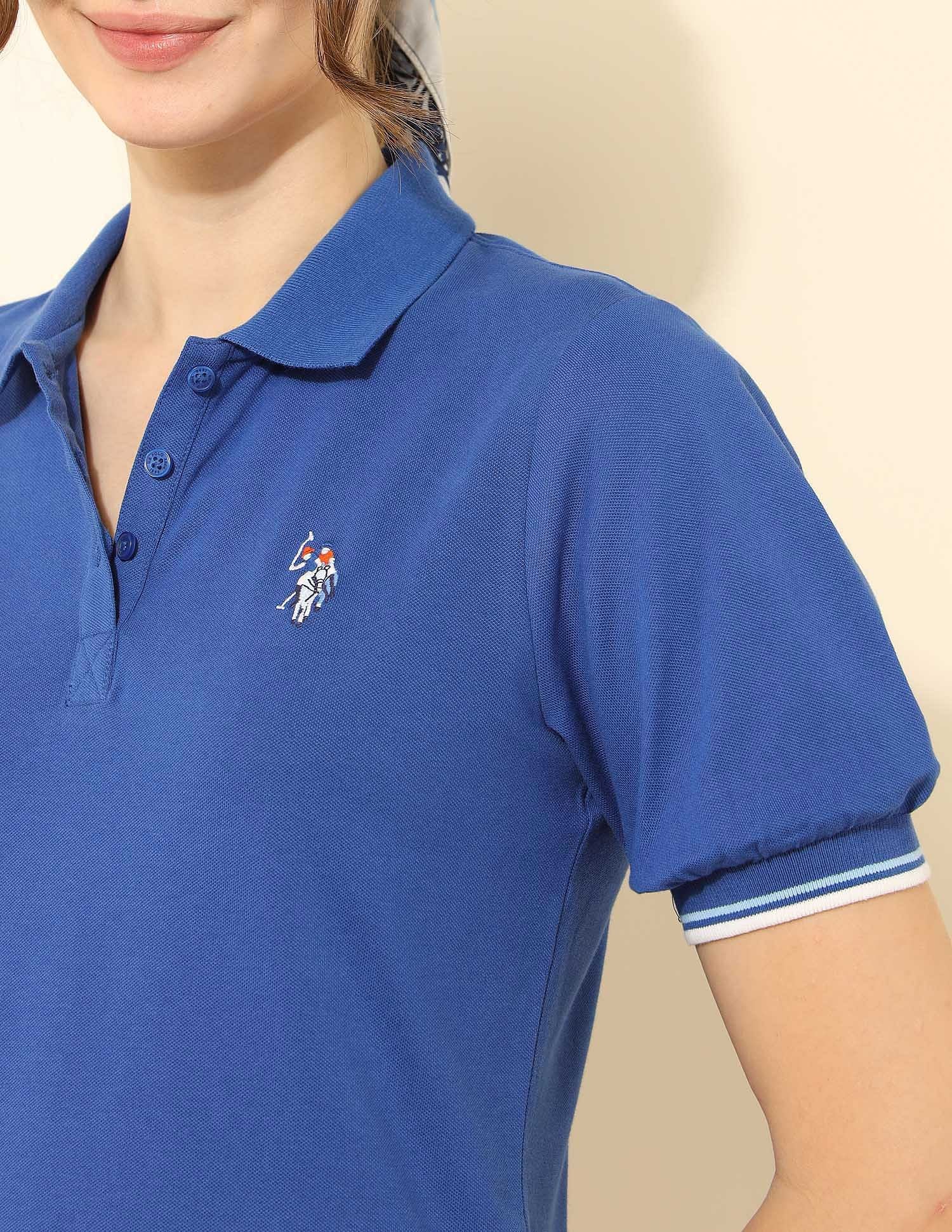 Regular Fit Solid Polo Shirt Blue - U.S. Polo Assn. India | Large